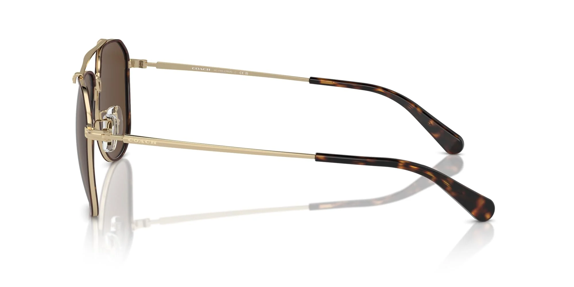 COACH HC7164 Sunglasses, Light Gold/Dark Tortoise/Dark Brown Solid, 59 mm - Image 5