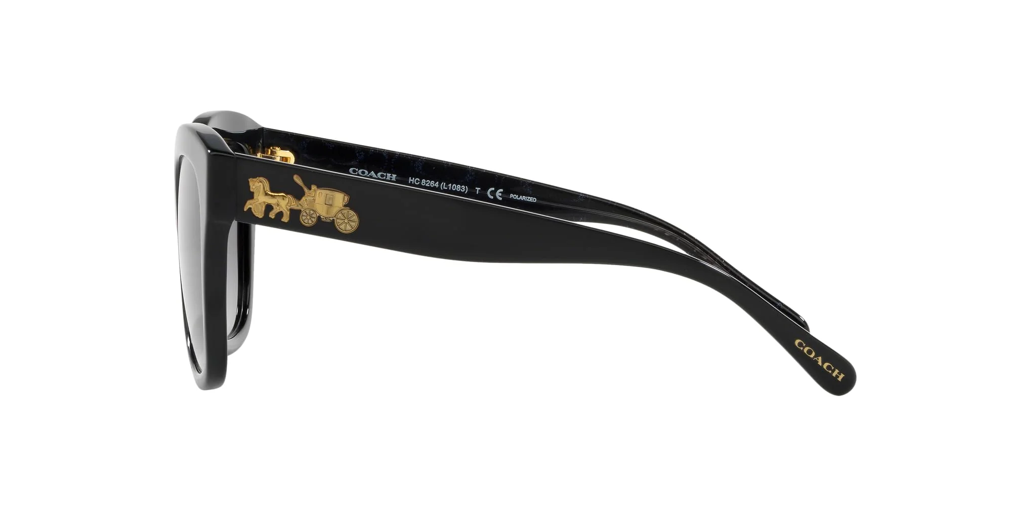 Coach HC8264 Sunglasses, Black/Grey Gradient Polarized, 56 mm - Image 5