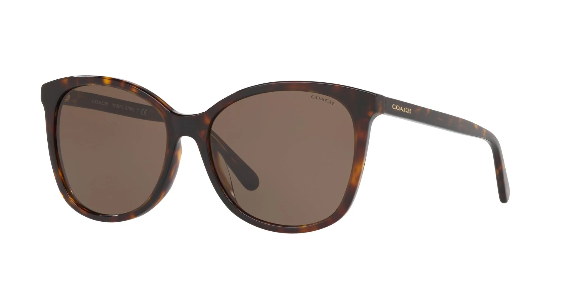 Coach HC8271U Universal Fit Sunglasses, Dark Tortoise/Dark Brown, 57 mm - Image 8