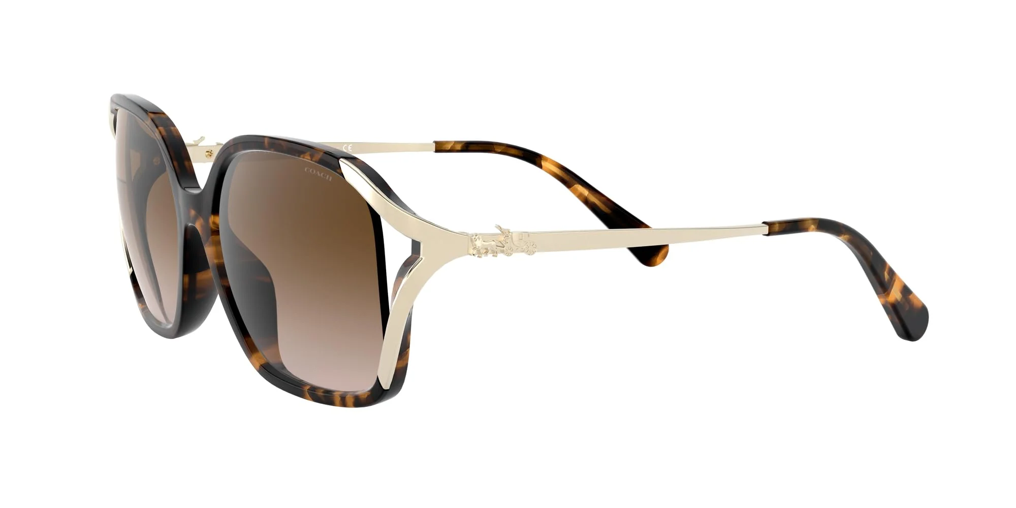 COACH HC8280U Universal Fit Sunglasses, Dark Tortoise/Brown Gradient, 57 mm - Image 6