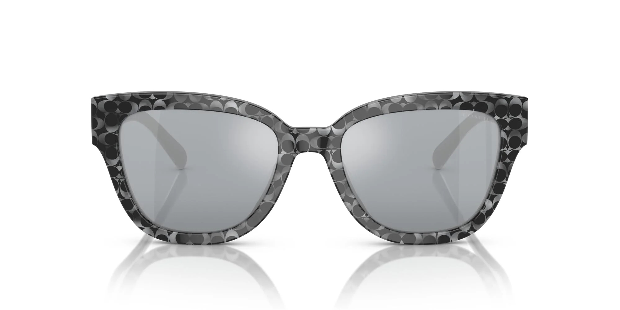 Coach HC8379U Universal Fit Sunglasses, Grey Pearl Signature C/Light Silver Mirrored, 54 mm