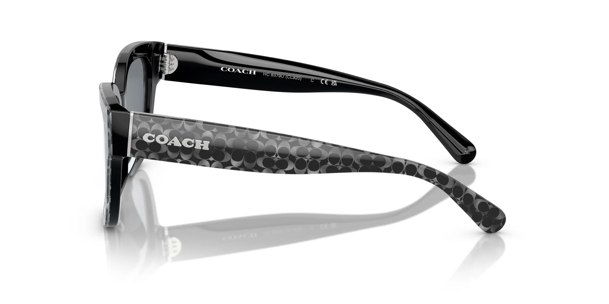 Coach HC8379U Universal Fit Sunglasses, Grey Pearl Signature C/Light Silver Mirrored, 54 mm - Image 4