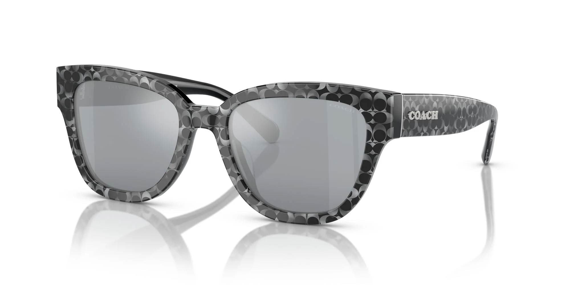 Coach HC8379U Universal Fit Sunglasses, Grey Pearl Signature C/Light Silver Mirrored, 54 mm - Image 5