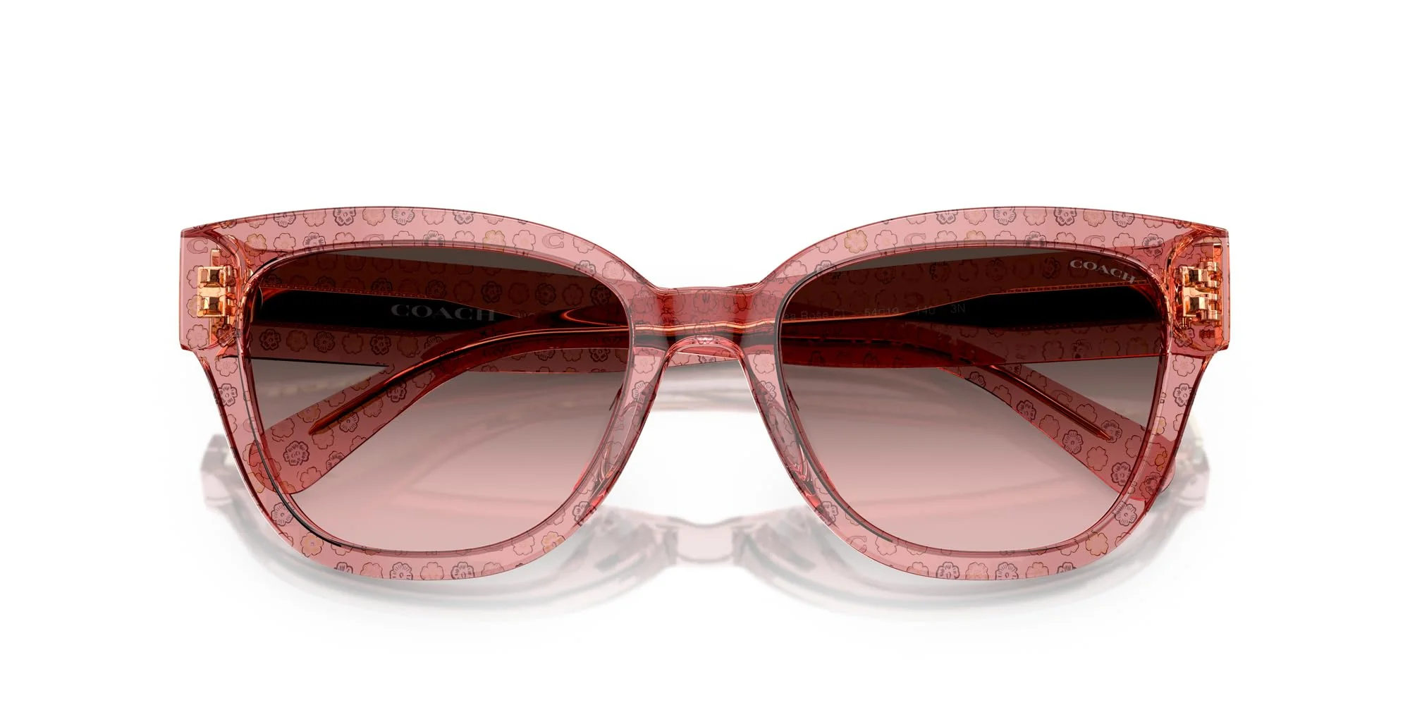 COACH HC8379U Universal Fit Sunglasses, Tea Rose C/Grey Pink Gradient, 54 mm - Image 2