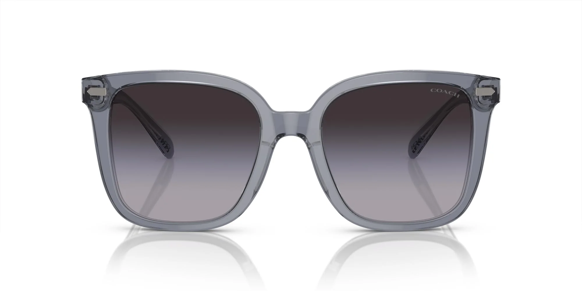 Coach HC8381F Low Bridge Fit Sunglasses, Dark Grey/Light Grey/Light Grey Gradient, 56 mm