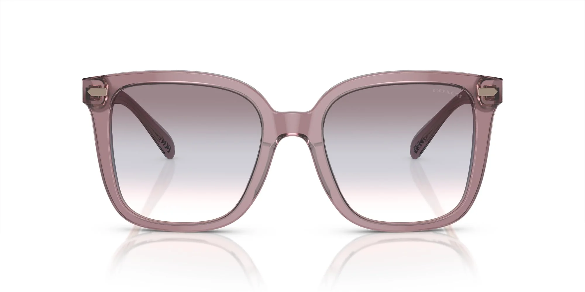 Coach HC8381F Low Bridge Fit Sunglasses, Transparent Rose/Blush/Purple Blue Peach Gradient, 56 mm