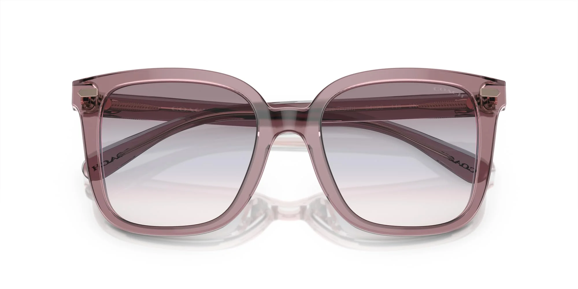 Coach HC8381F Low Bridge Fit Sunglasses, Transparent Rose/Blush/Purple Blue Peach Gradient, 56 mm - Image 2