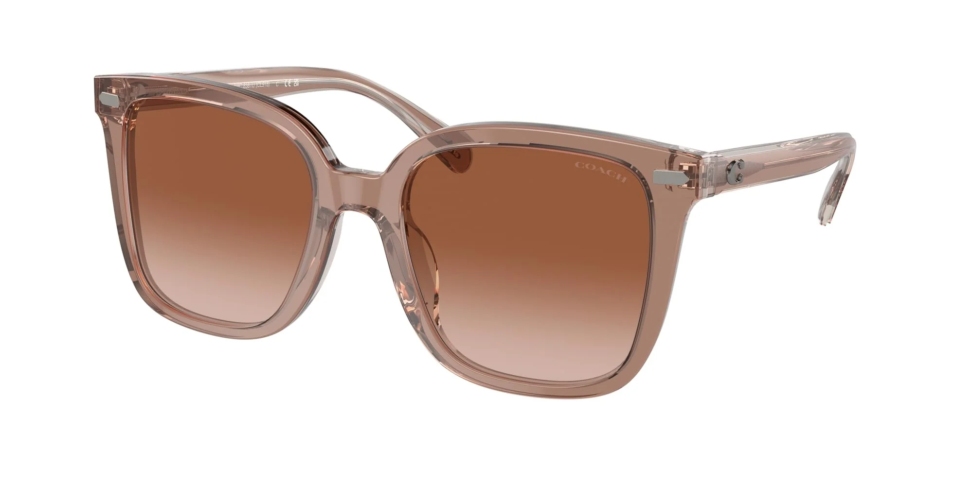 Coach HC8381U Universal Fit Sunglasses, Transparent Brown/Grey/Brown Gradient, 54 mm