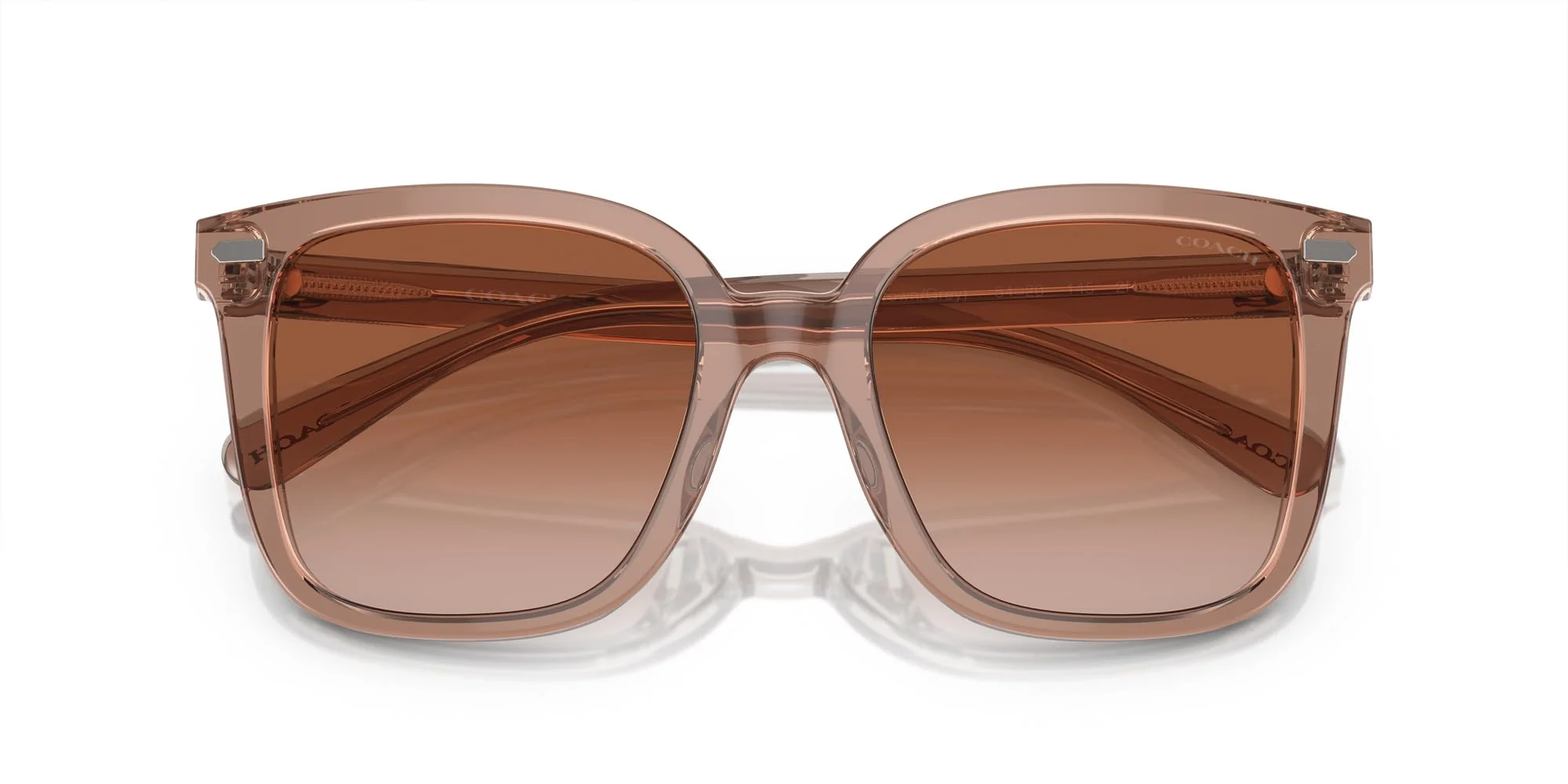 Coach HC8381U Universal Fit Sunglasses, Transparent Brown/Grey/Brown Gradient, 54 mm - Image 2