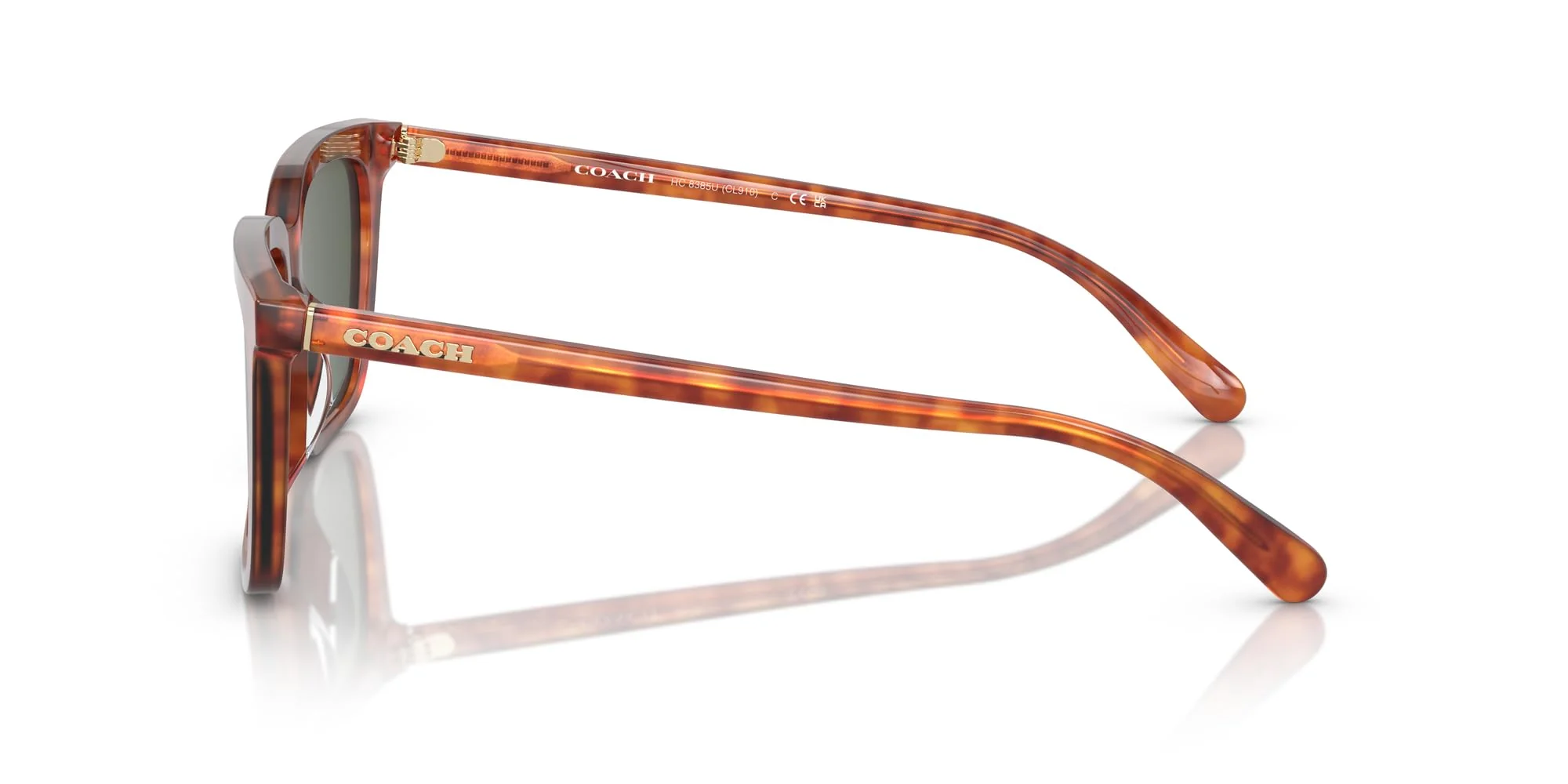 COACH HC8385U Universal Fit Sunglasses, Caramel Tortoise/Army Green Solid, 54 mm - Image 4