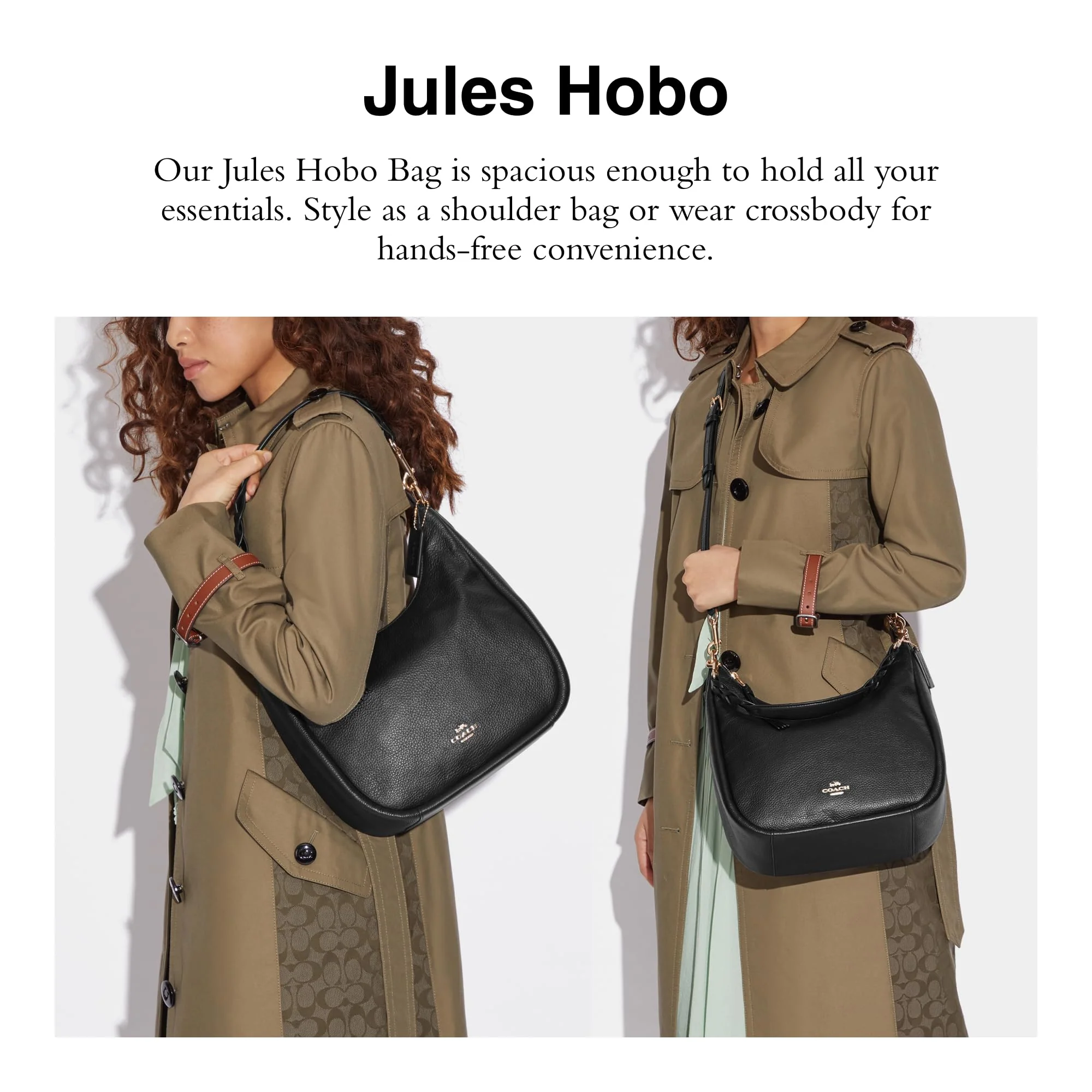 COACH Jules Hobo Shoulder Bag, Black - Image 6