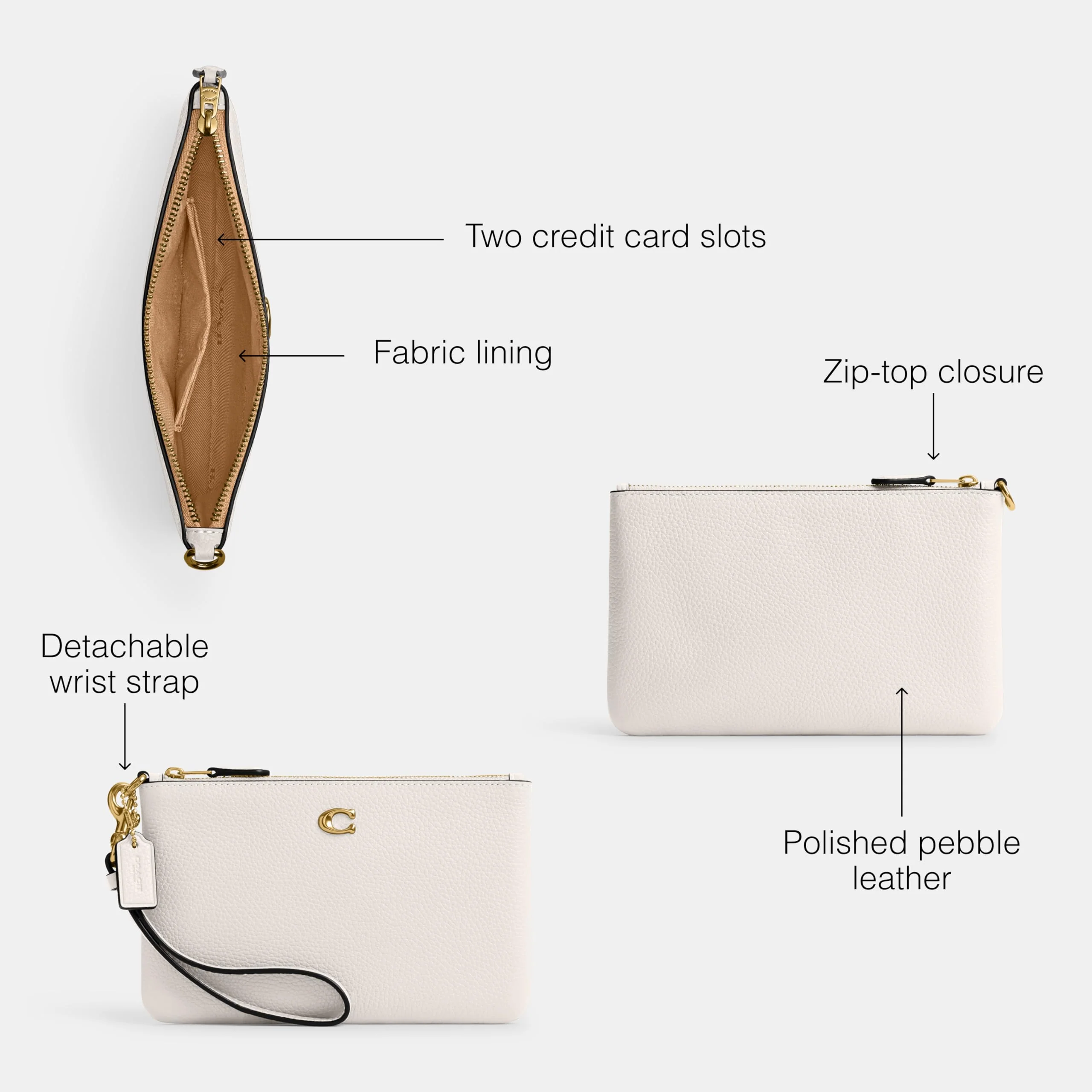 COACH Polished Pebble Leather Small Wristlet - Image 4