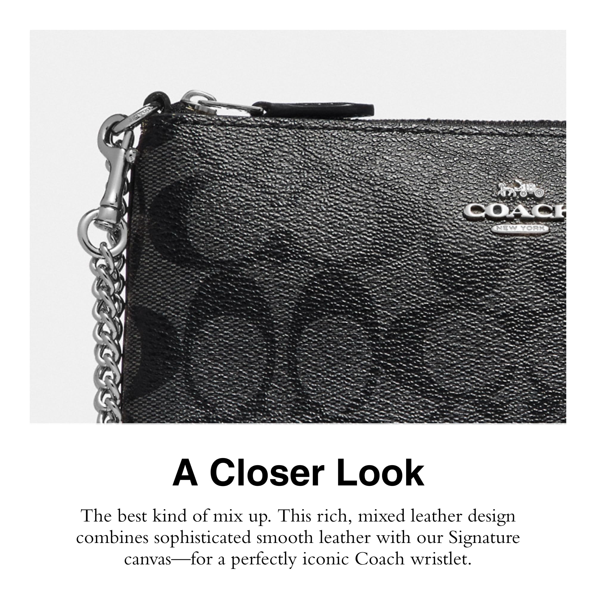 COACH Signature Large Wristlet w Chain - Image 3