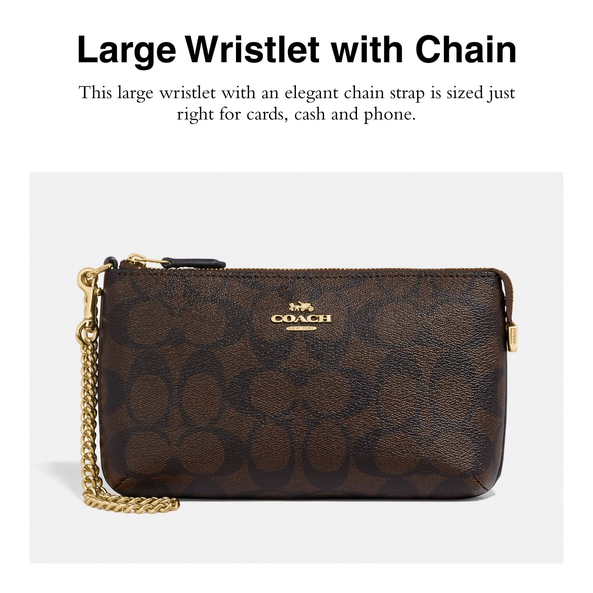 COACH Signature Large Wristlet w Chain - Image 5
