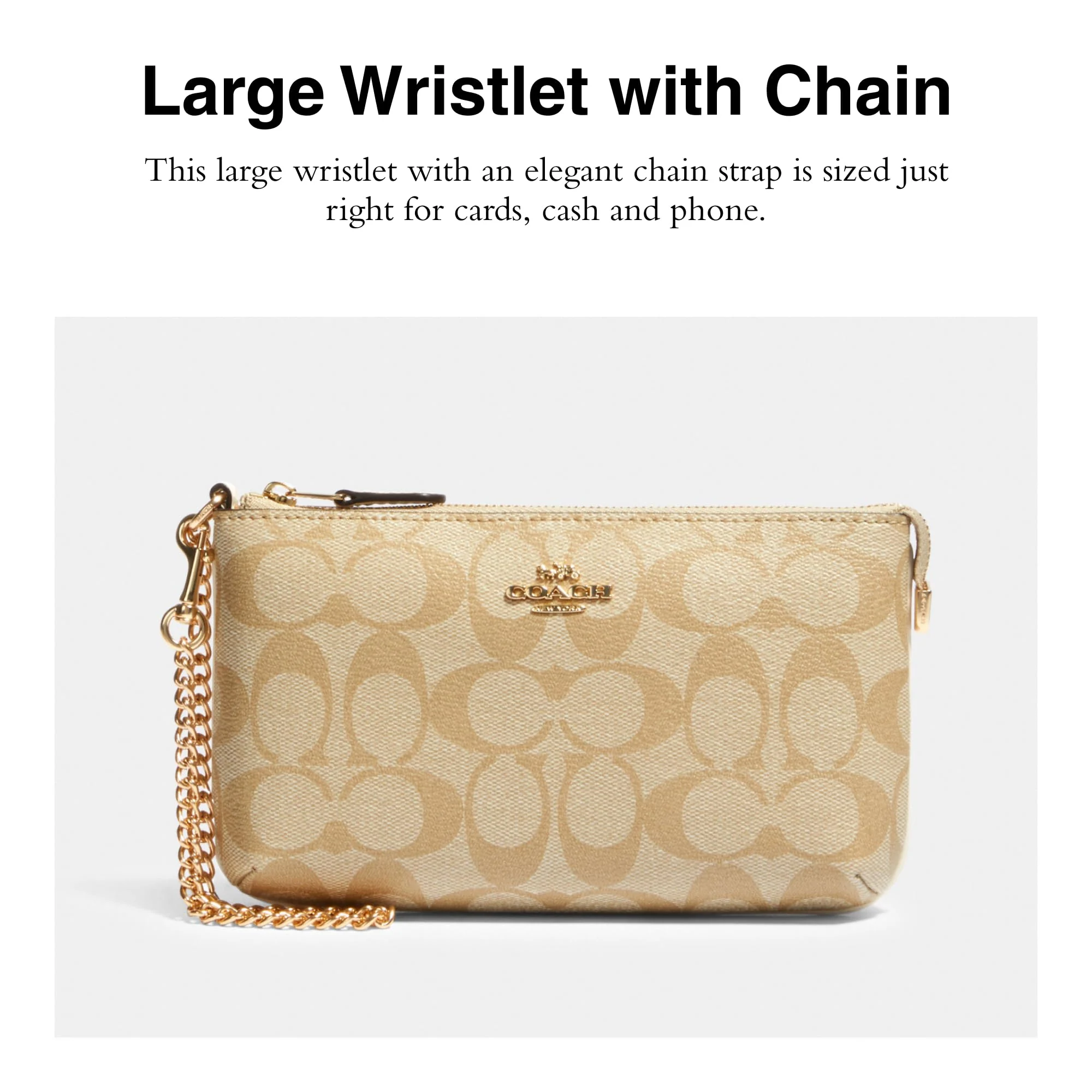 COACH Signature Large Wristlet w Chain - Image 5