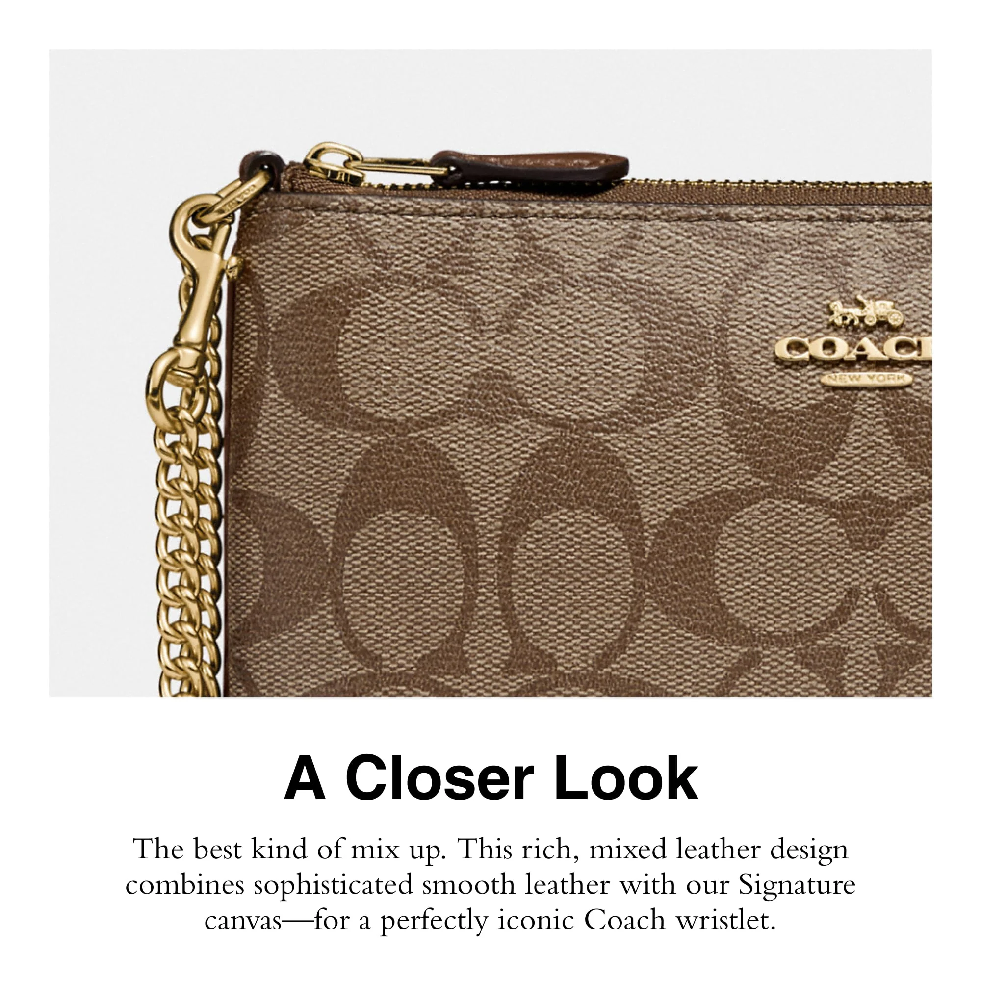 COACH Signature Large Wristlet w Chain - Image 4