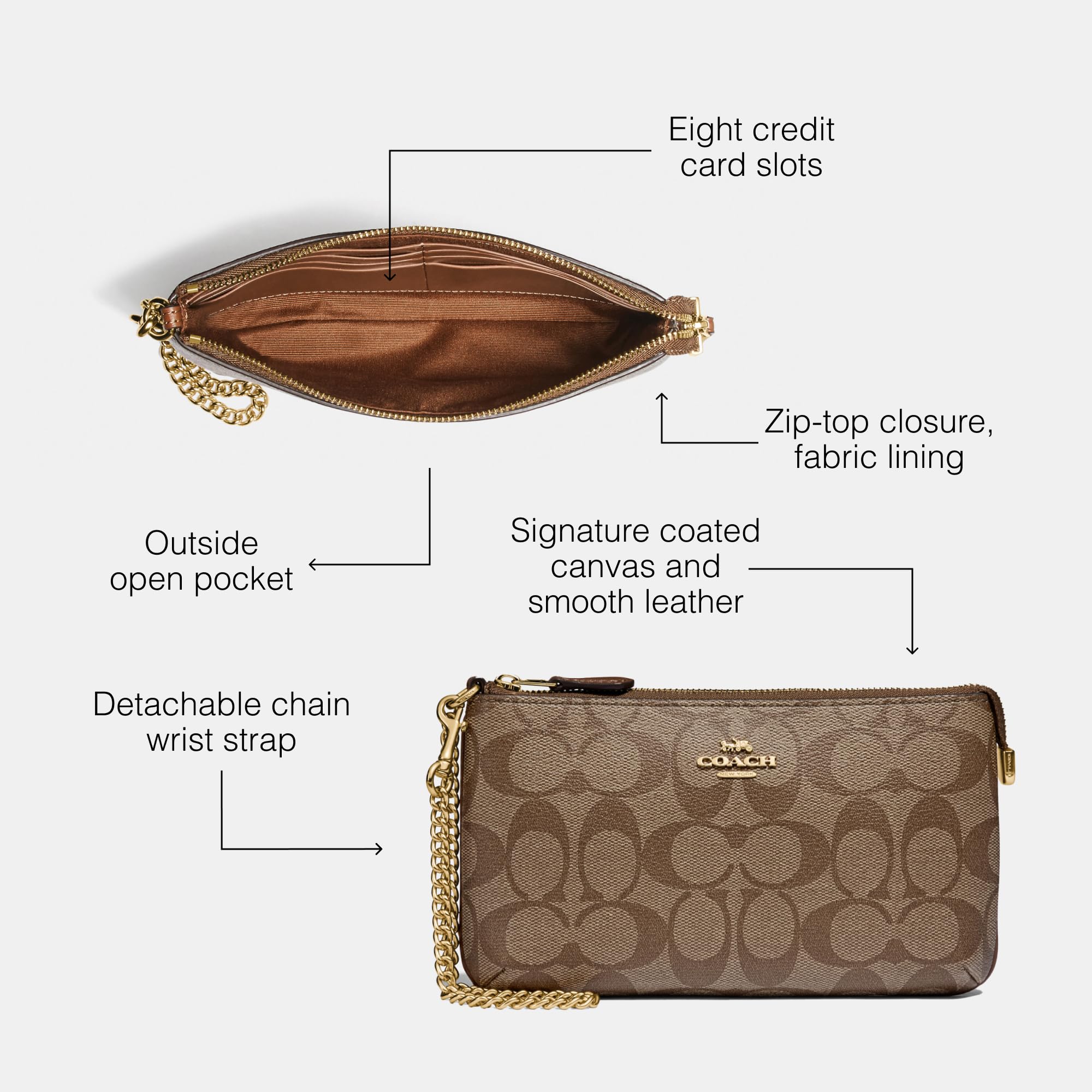 COACH Signature Large Wristlet w Chain - Image 5