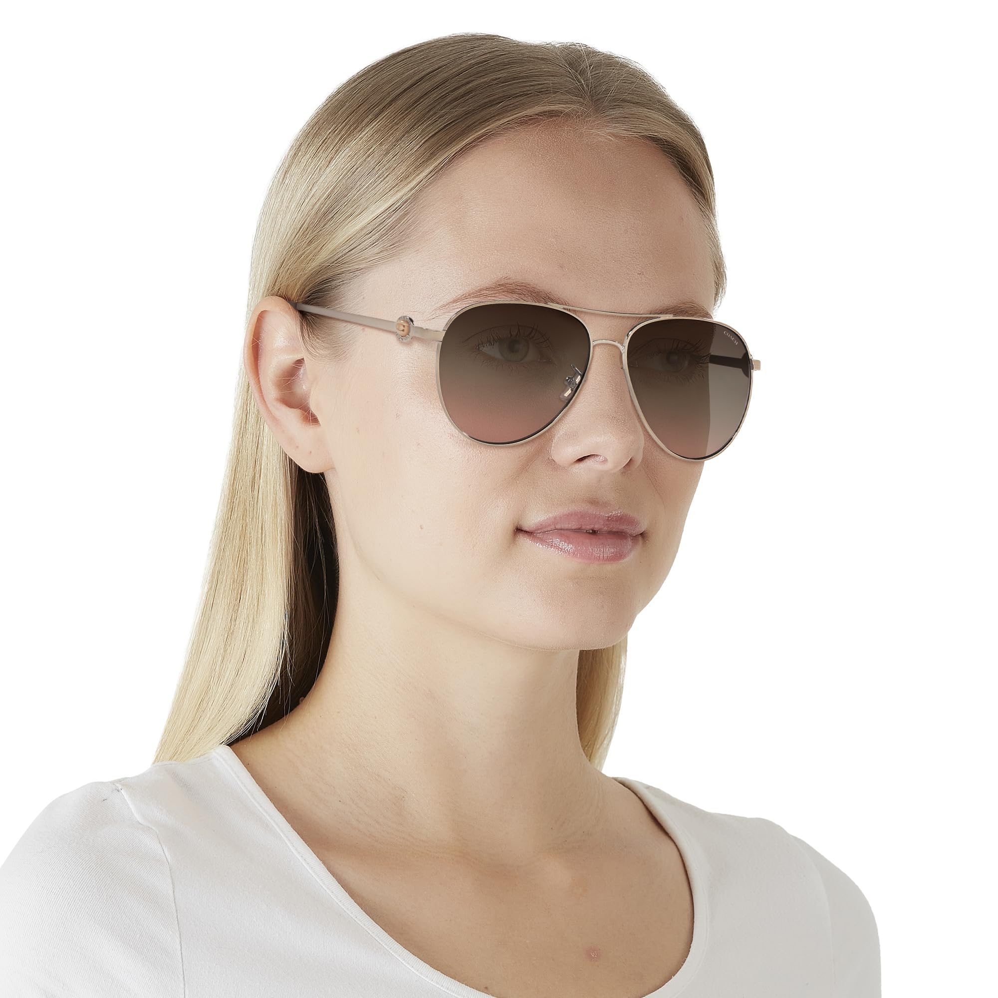 COACH Sunglasses HC 7128 9331U8 C6178 Shiny Rose Gold Brown Pi - Image 2