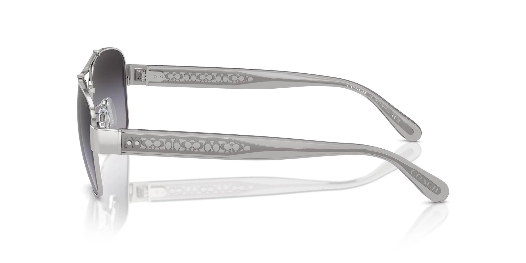 COACH Sunglasses HC 7161 90018G Shiny Silver/Grey Gradient Polyamide Standard - Image 4