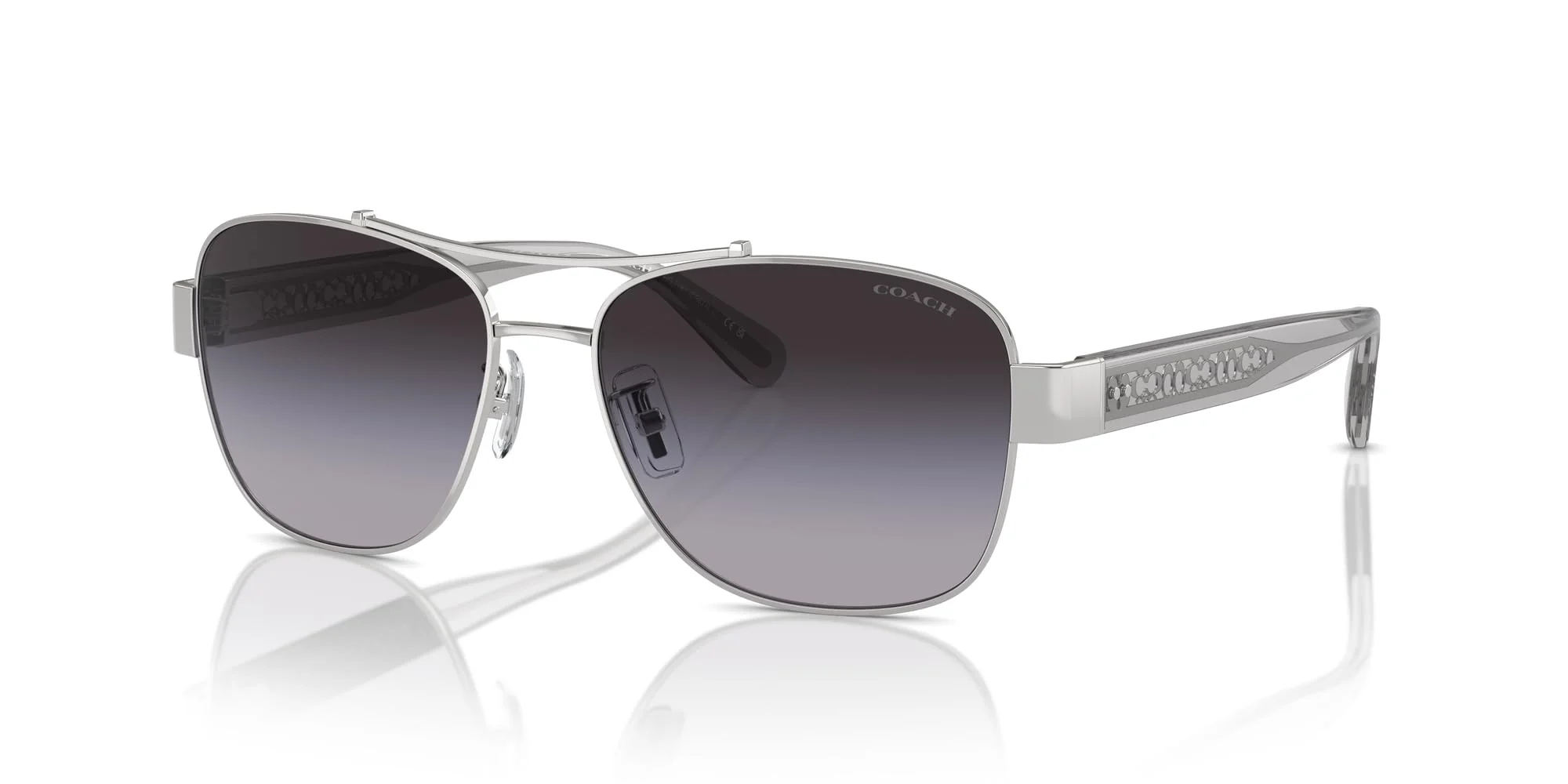 COACH Sunglasses HC 7161 90018G Shiny Silver/Grey Gradient Polyamide Standard - Image 5