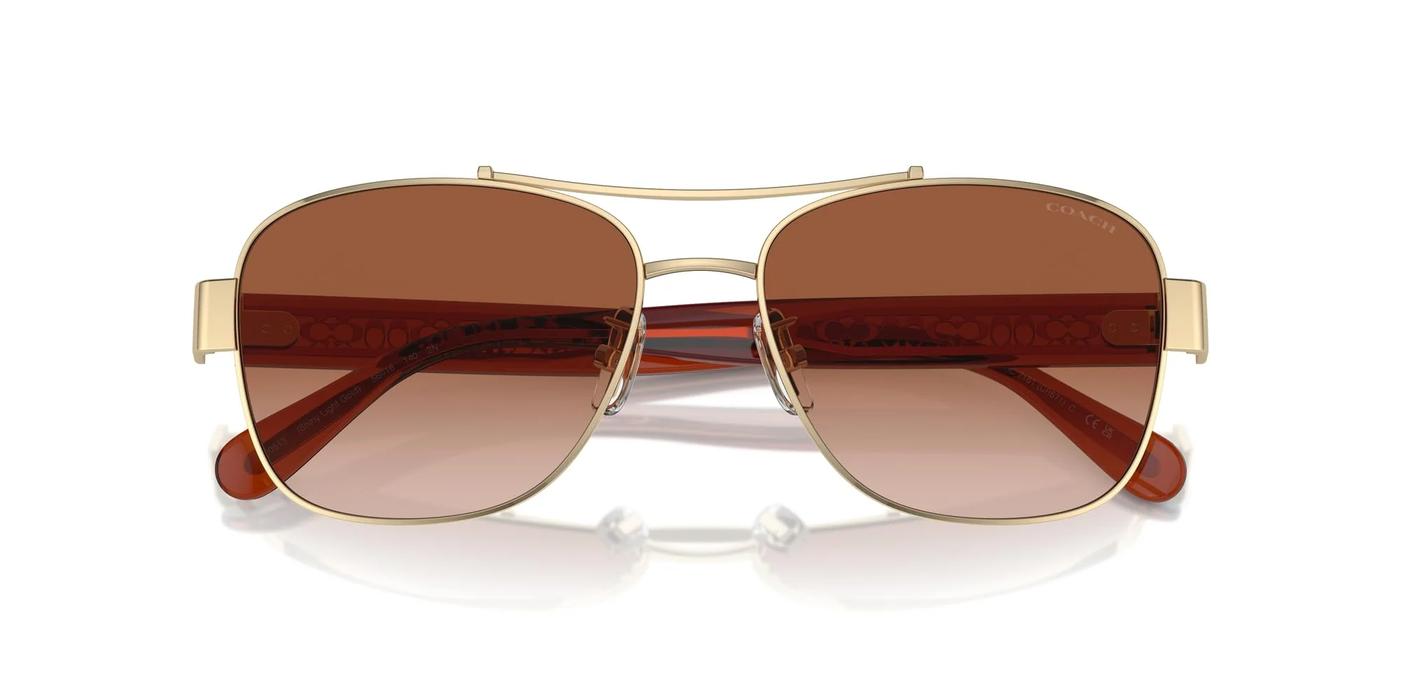 COACH Sunglasses HC 7161 900513 Shiny Light Gold/Brown Gradient Polyamide Stan - Image 3