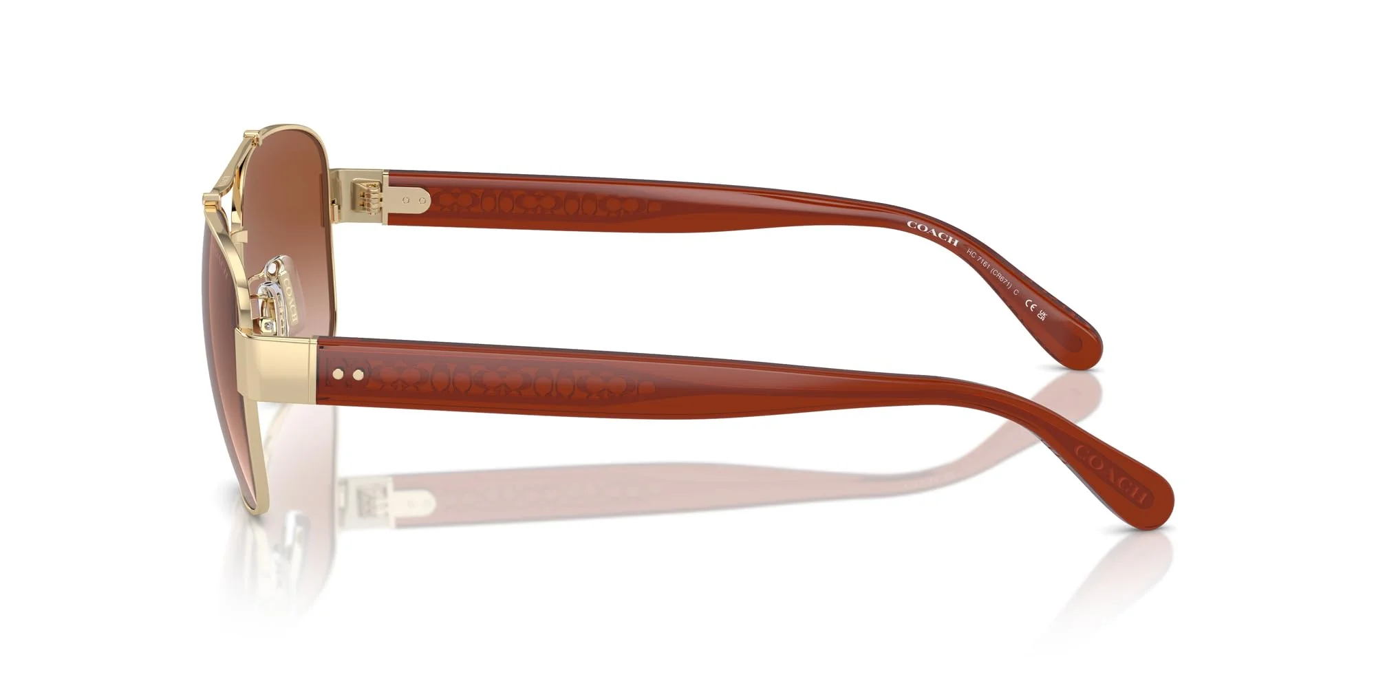 COACH Sunglasses HC 7161 900513 Shiny Light Gold/Brown Gradient Polyamide Stan - Image 5