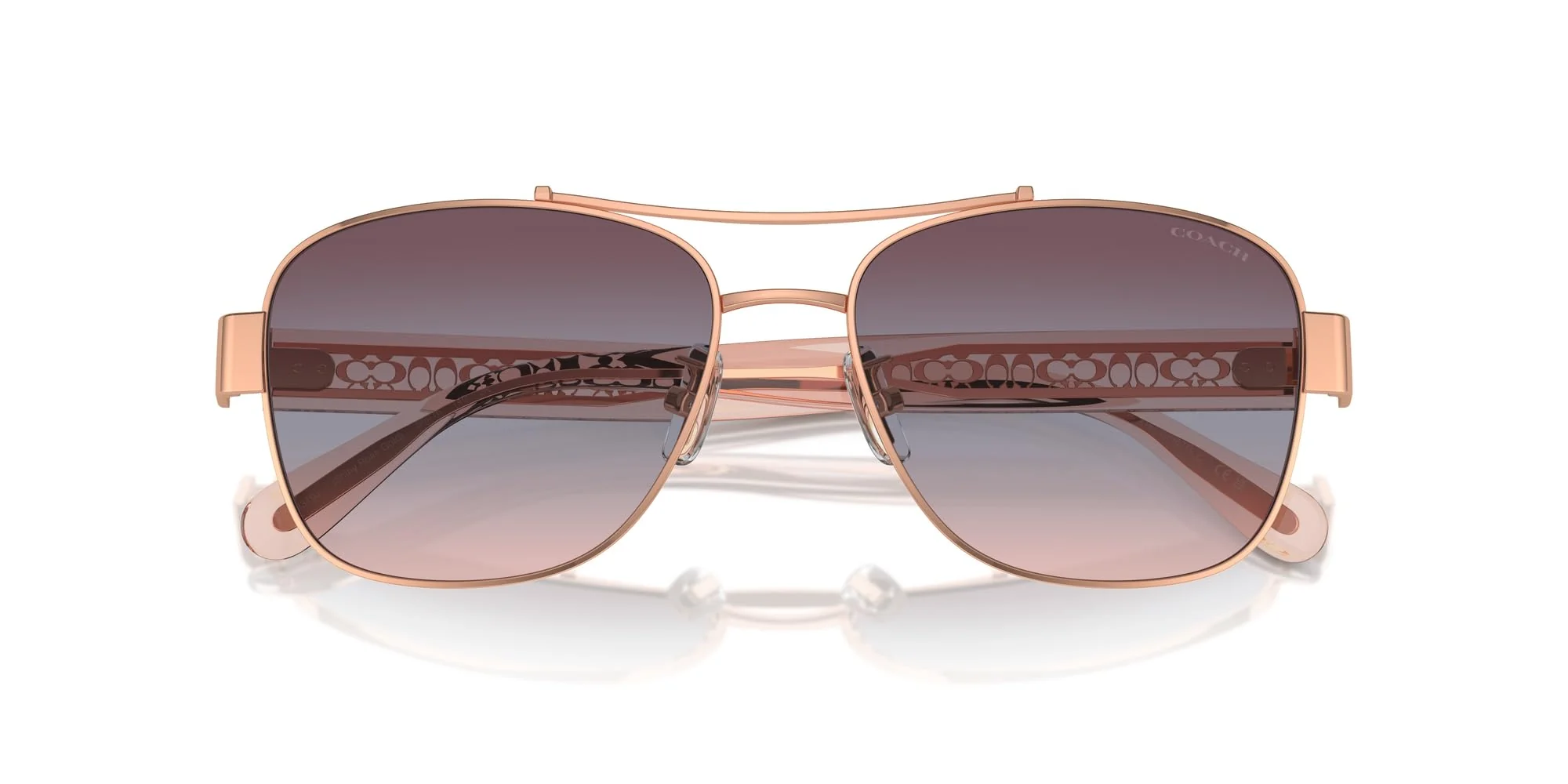 COACH Sunglasses HC 7161 93310J Shiny Rose Gold/Purple Blue Pink Gradient Poly - Image 3