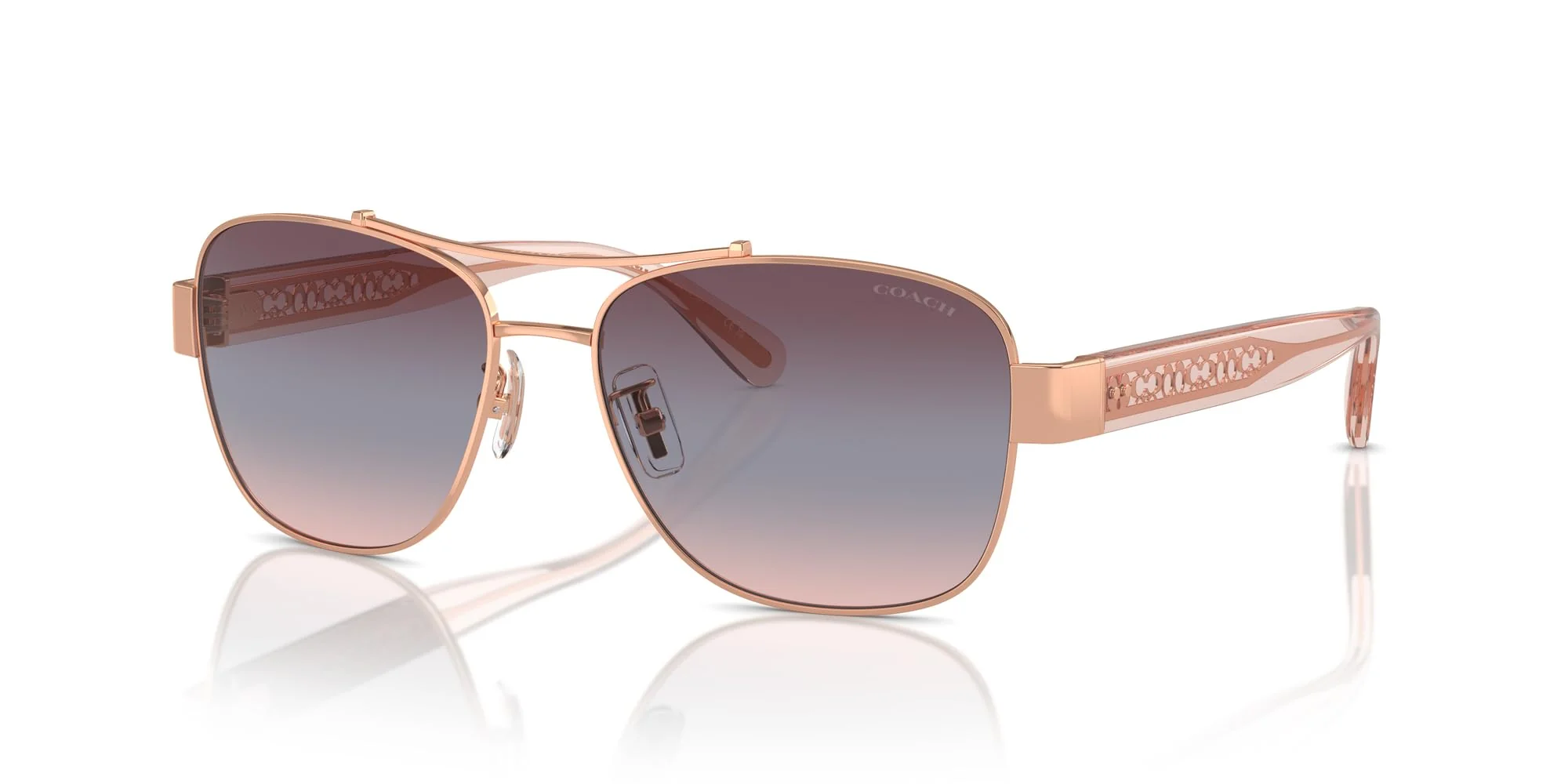 COACH Sunglasses HC 7161 93310J Shiny Rose Gold/Purple Blue Pink Gradient Poly - Image 6