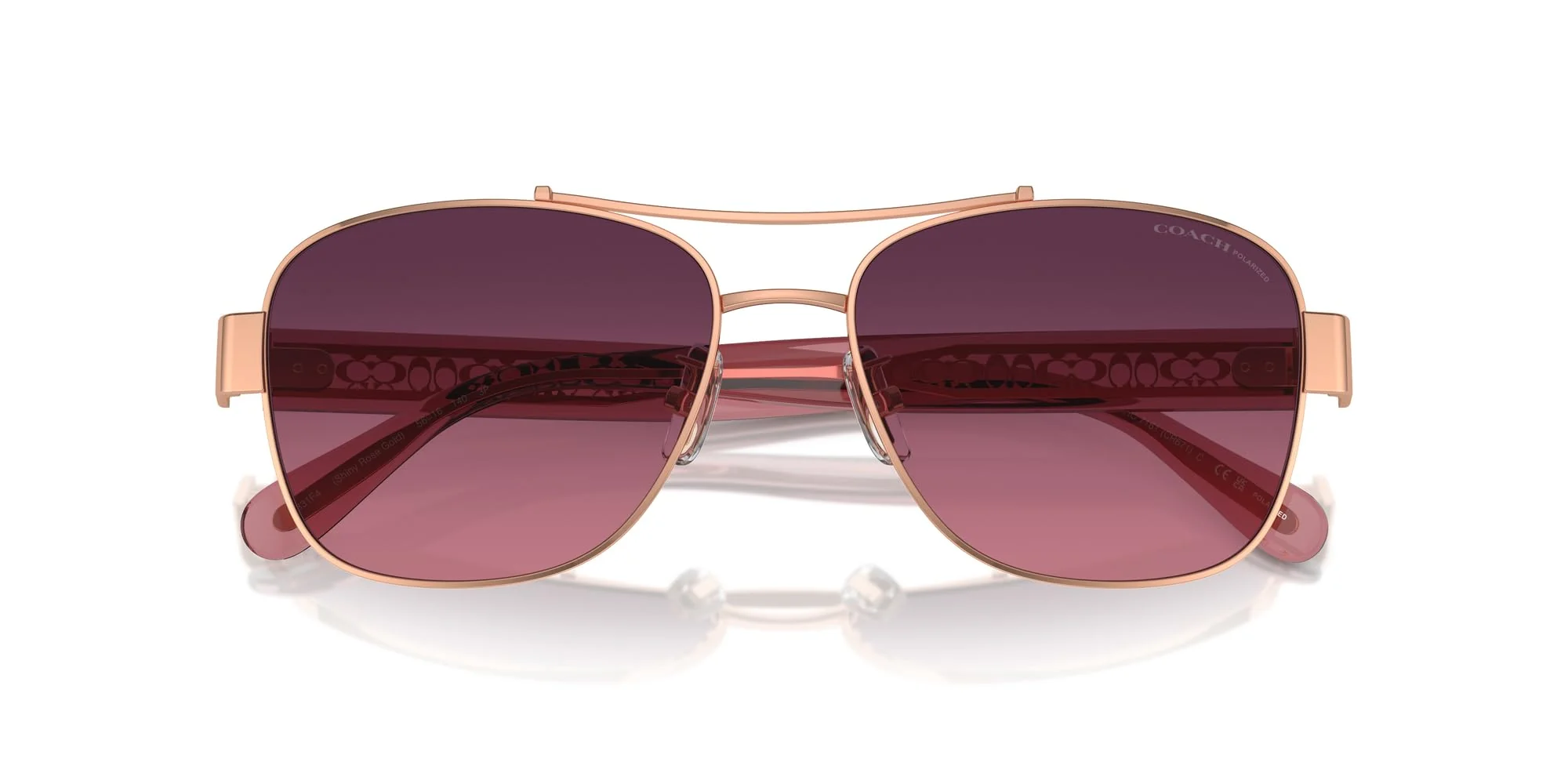 COACH Sunglasses HC 7161 9331F4 Cr617 Shiny Rose Gold Burgundy - Image 2
