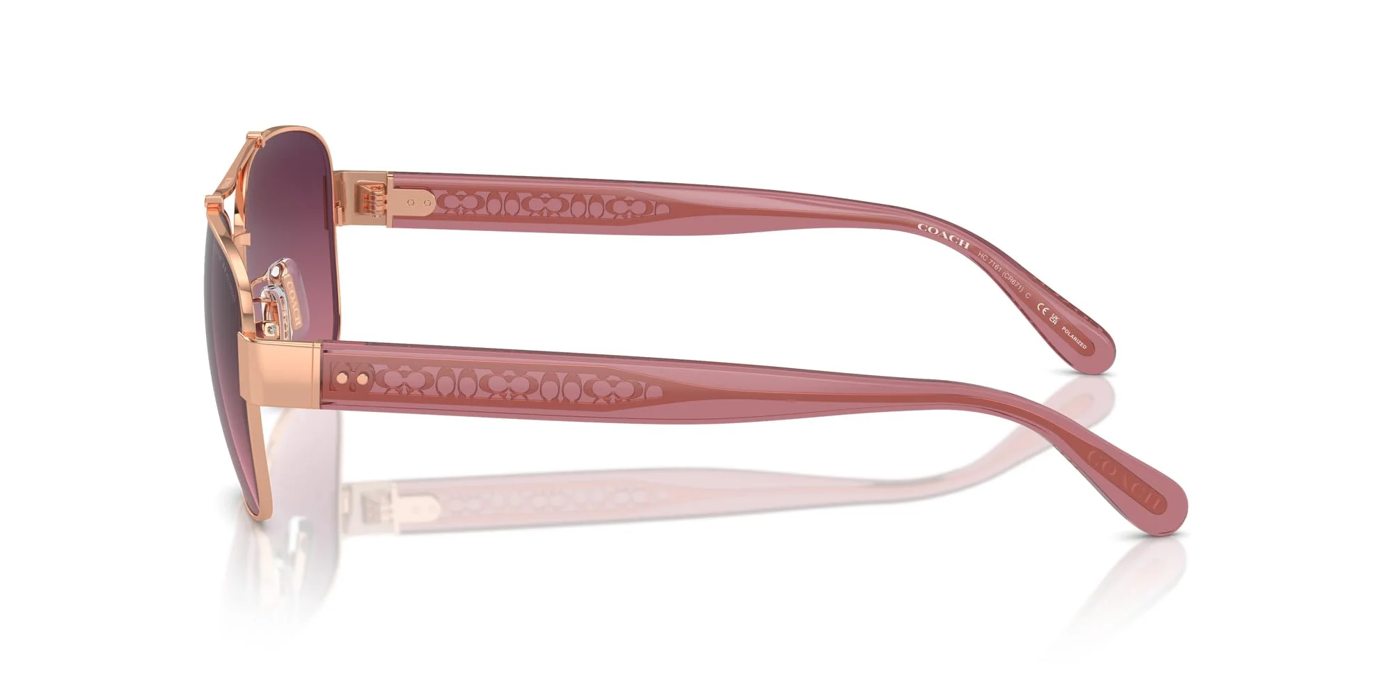COACH Sunglasses HC 7161 9331F4 Cr617 Shiny Rose Gold Burgundy - Image 4