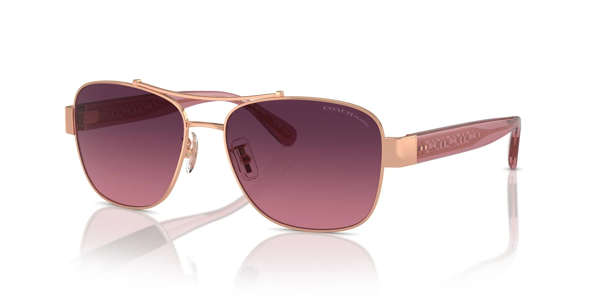 COACH Sunglasses HC 7161 9331F4 Cr617 Shiny Rose Gold Burgundy - Image 5