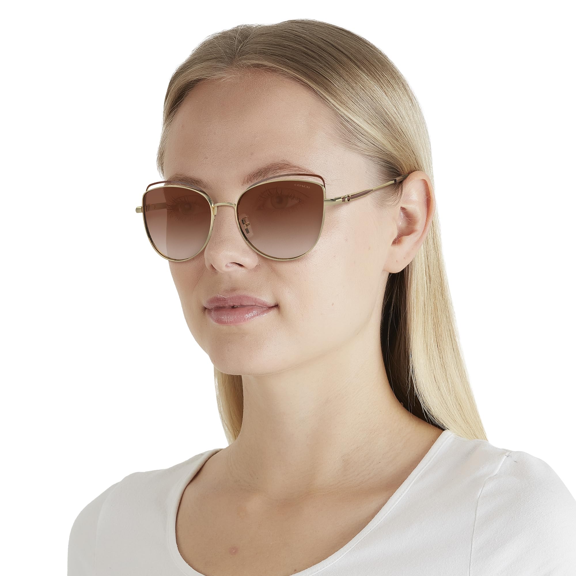 COACH Sunglasses HC 7162 900513 Shiny Light Gold/Nutmeg Amber Gradient Polyami - Image 2