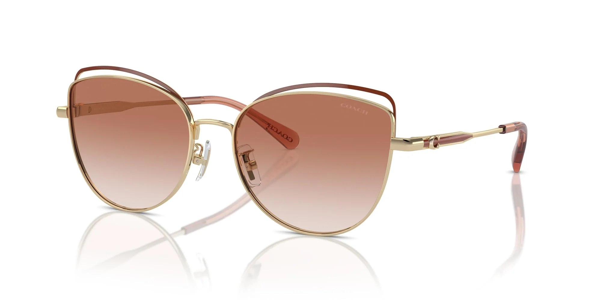 COACH Sunglasses HC 7162 900513 Shiny Light Gold/Nutmeg Amber Gradient Polyami - Image 6