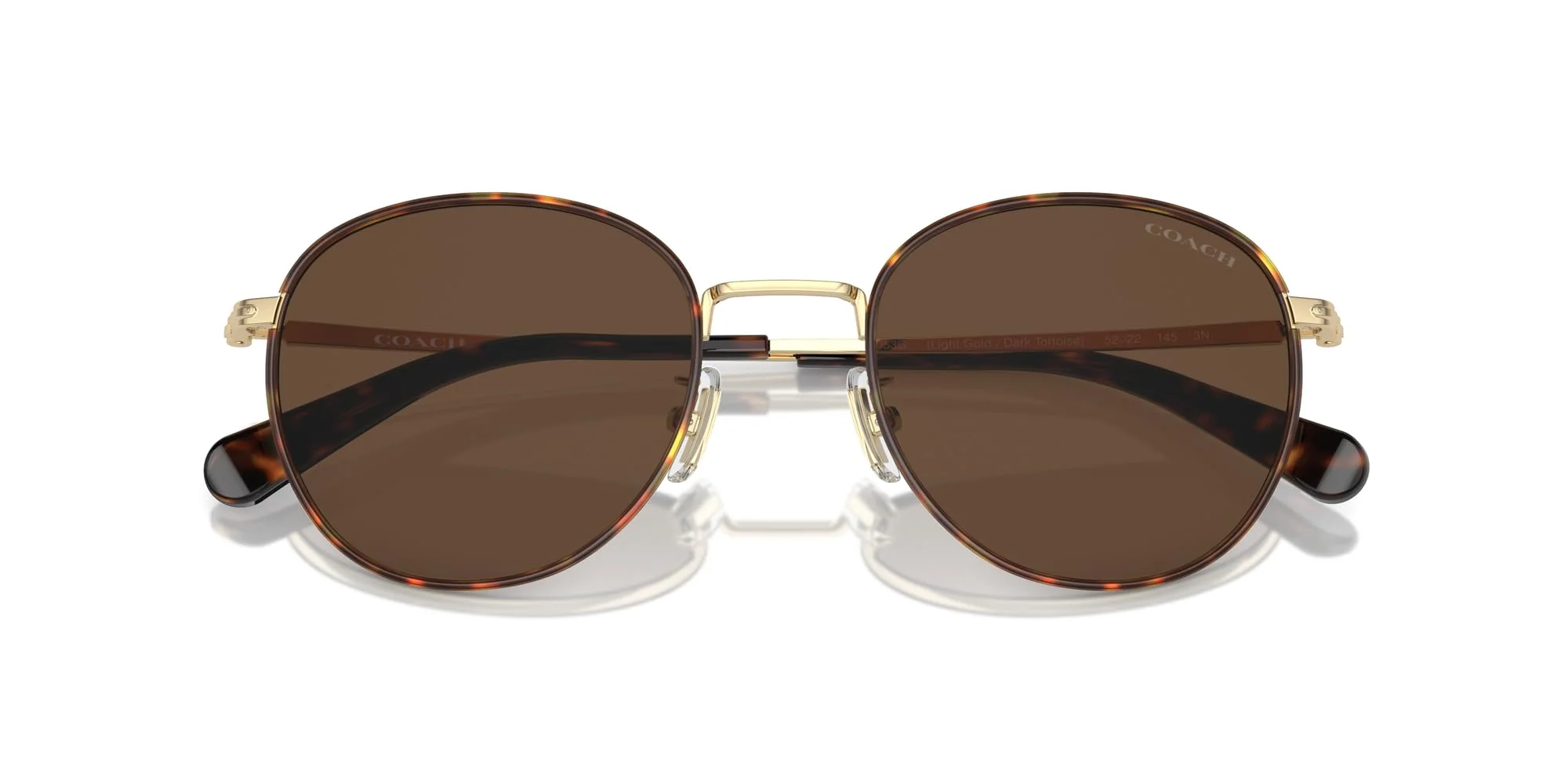 COACH Sunglasses HC 7163 90053G Light Gold/Dark Tortoise Brown Solid Polyamide - Image 3
