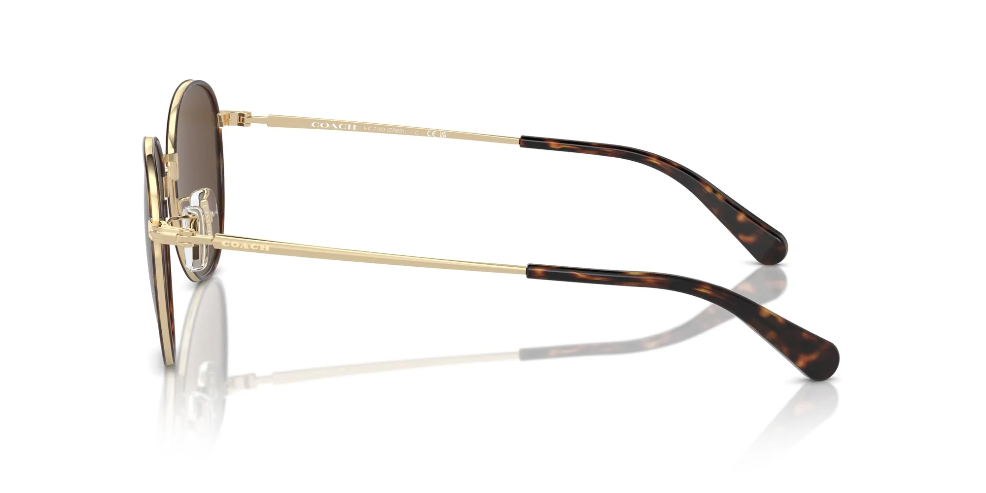 COACH Sunglasses HC 7163 90053G Light Gold/Dark Tortoise Brown Solid Polyamide - Image 5