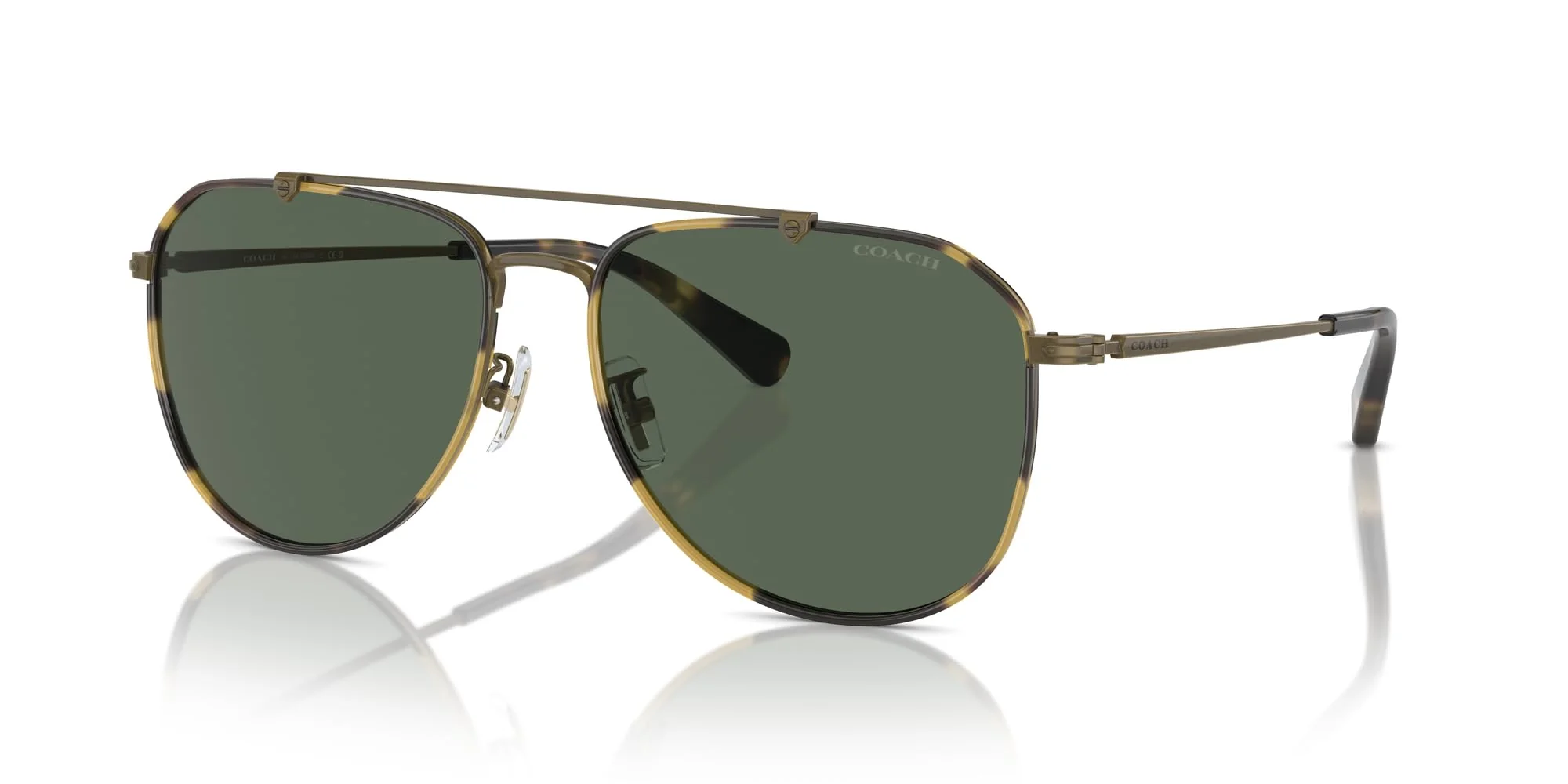 COACH Sunglasses HC 7164 933371 Antique Gold/Tokyo Tortoise Green Solid Polyam - Image 6