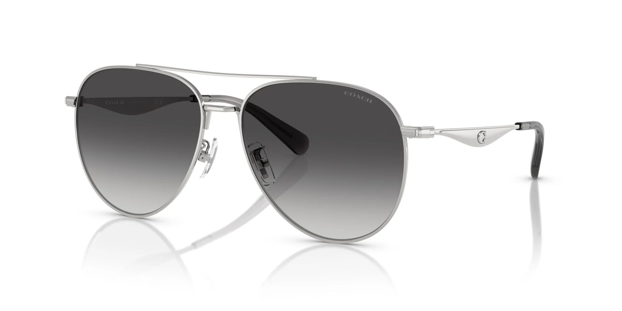 COACH Sunglasses HC 7169 90013C Shiny Silver/Grey Gradient Polyamide Standard - Image 6