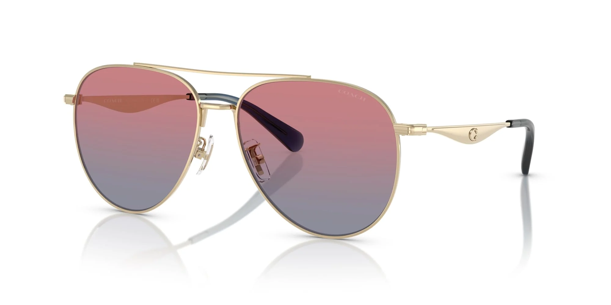 COACH Sunglasses HC 7169 90050Q Shiny Light Gold/Blue Saddle Gradient Polyamid - Image 6