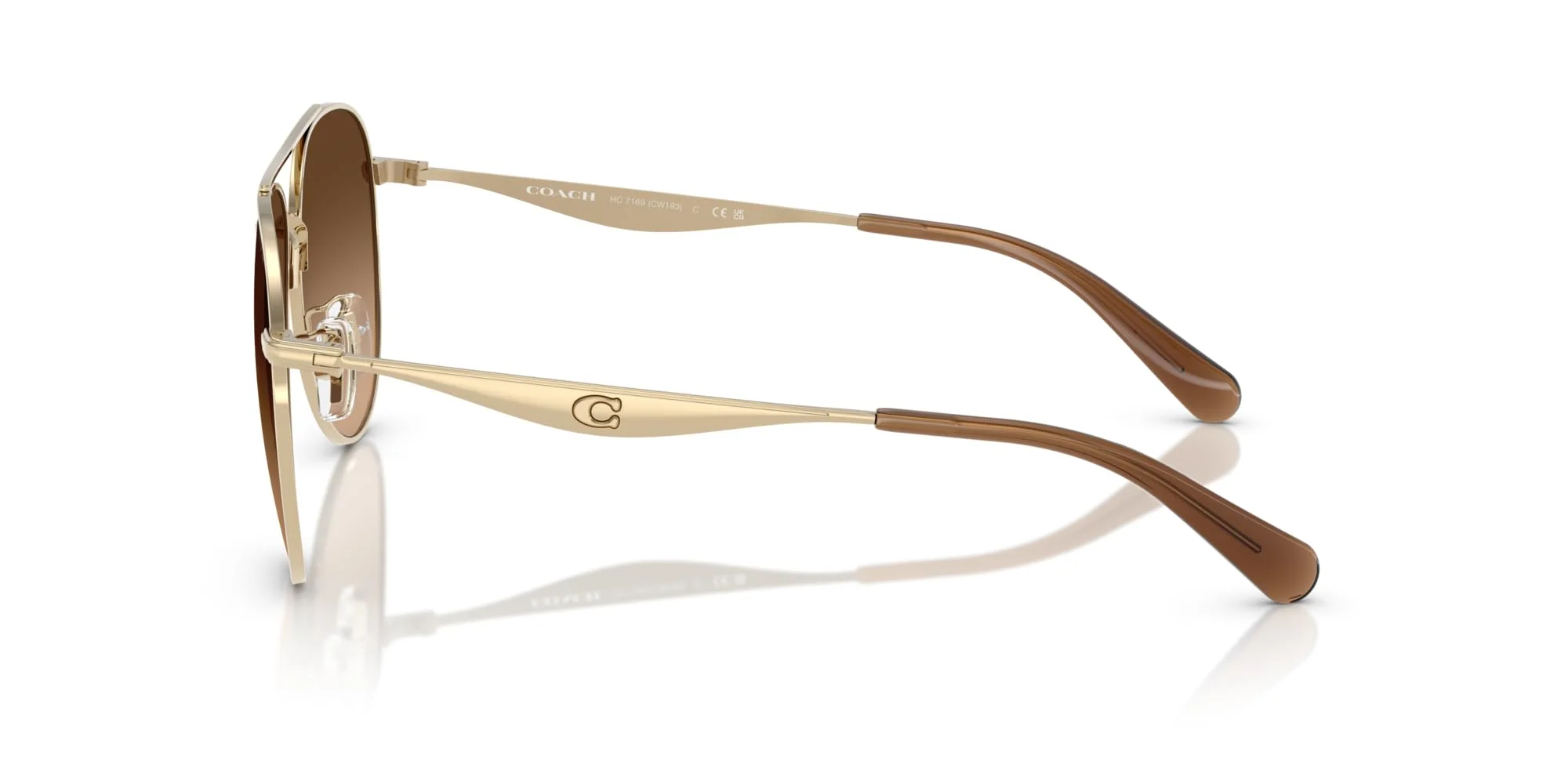 COACH Sunglasses HC 7169 900574 Shiny Light Gold/Brown Gradient Polyamide Stan - Image 4
