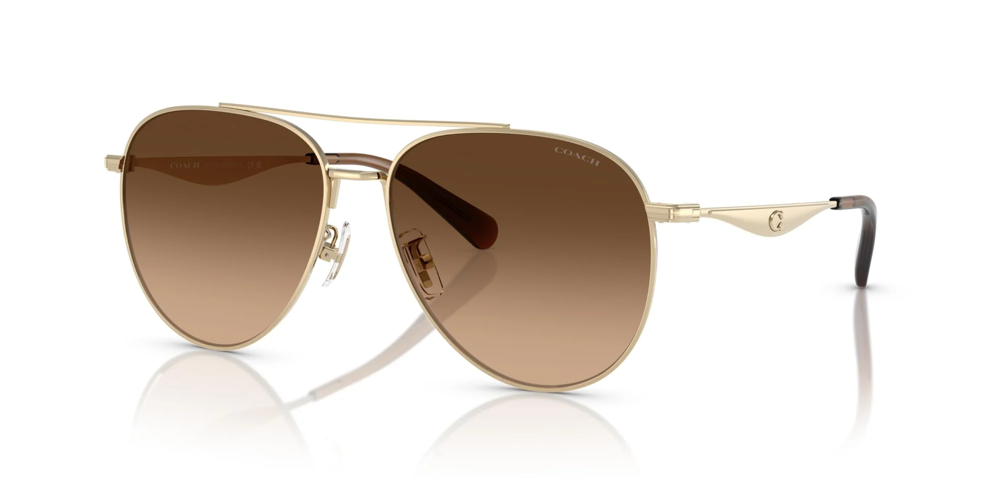 COACH Sunglasses HC 7169 900574 Shiny Light Gold/Brown Gradient Polyamide Stan - Image 5