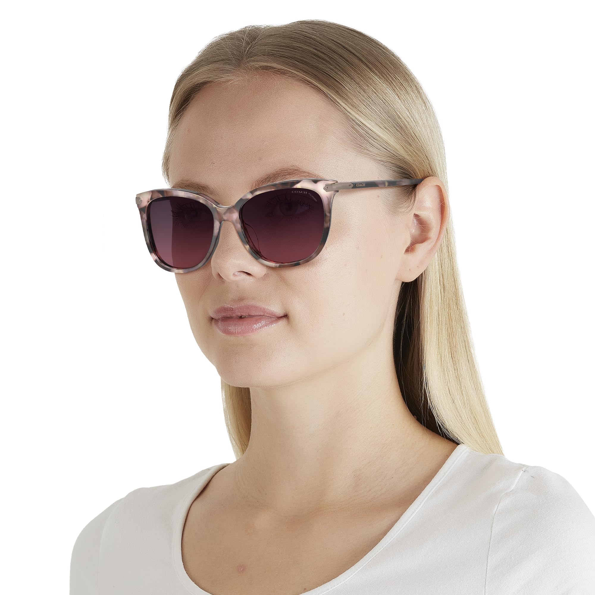 COACH Sunglasses HC 8378 U 5528F4 Cl926 Rose Pearl Tortoise Burg - Image 2