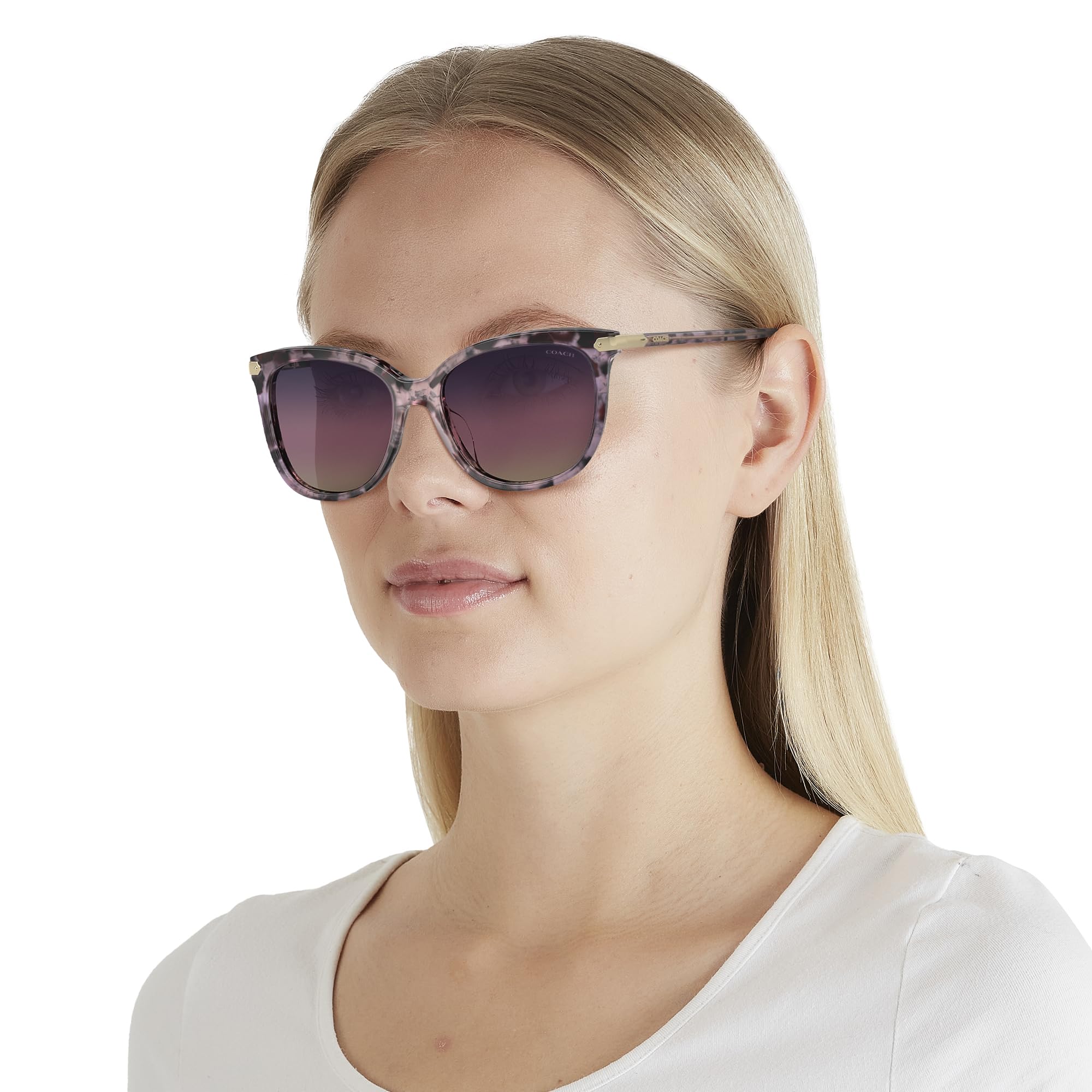 COACH Sunglasses HC 8378 U 5777U6 Cl926 Iris Tortoise Purple Gra - Image 2