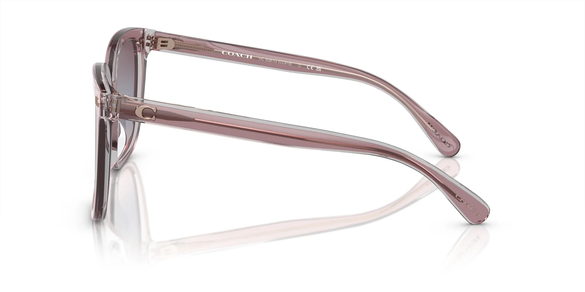 COACH Sunglasses HC 8381 U 57820J Cl918 Transparent Rose/Blush - Image 5
