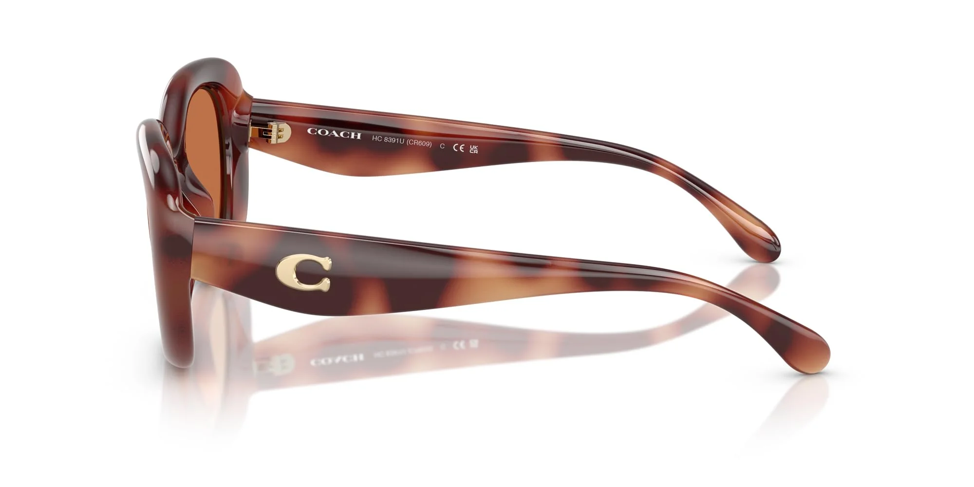 COACH Sunglasses HC 8391 U 577473 Caramel Tortoise/Brown Solid Polyamide Stand - Image 5