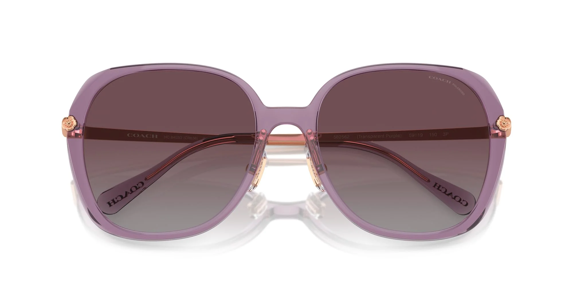 COACH Sunglasses HC 8403 D 582562 Cr636 Transparent Purple Grey - Image 2