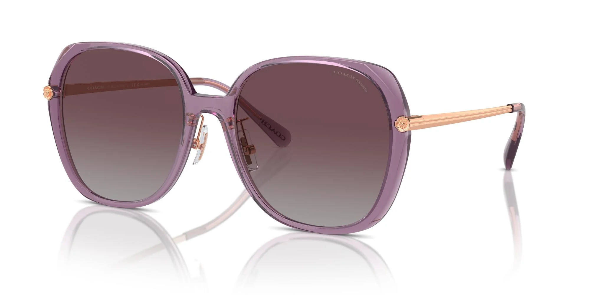COACH Sunglasses HC 8403 D 582562 Cr636 Transparent Purple Grey - Image 5