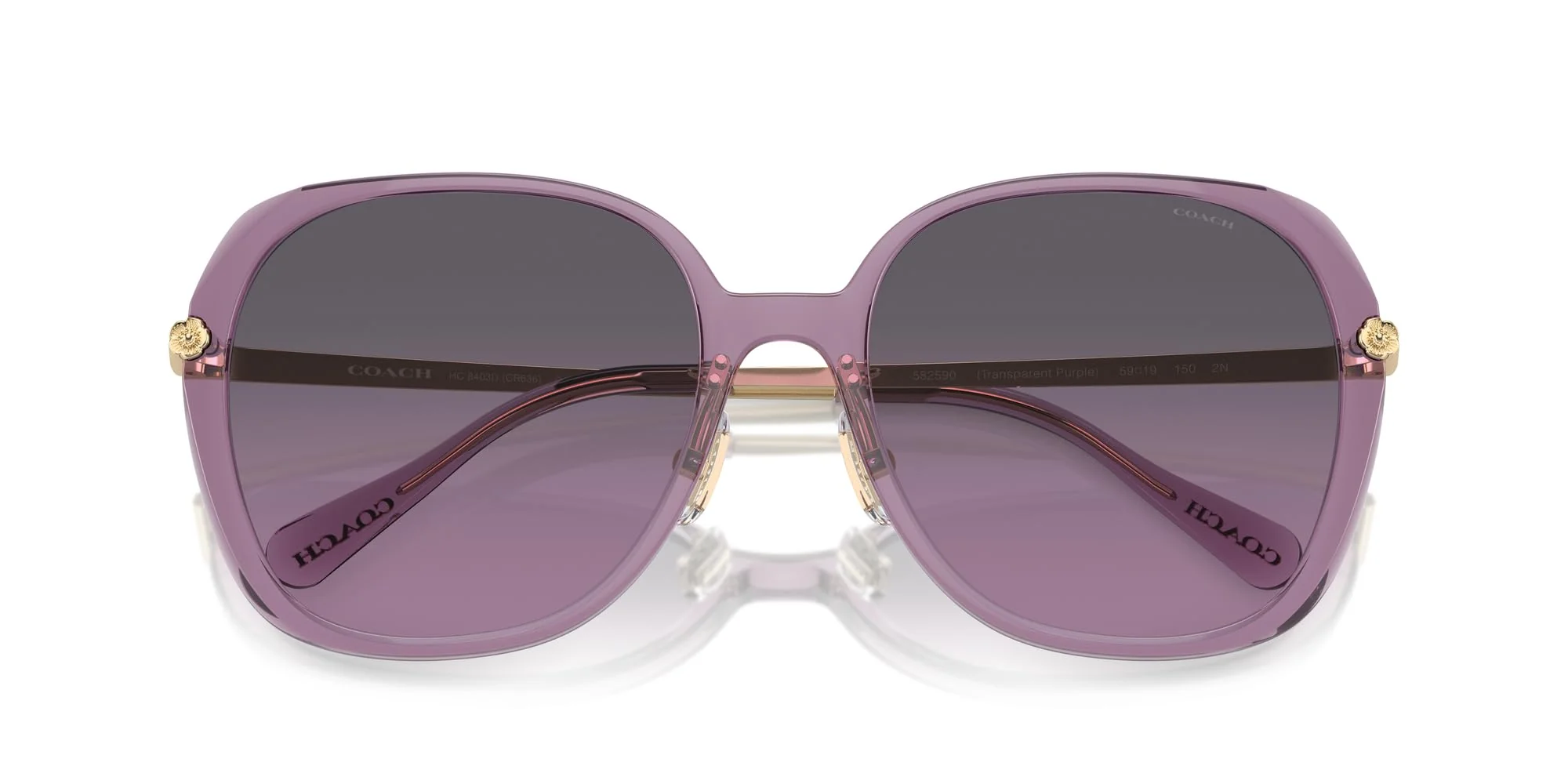 COACH Sunglasses HC 8403 D 582590 Cr636 Transparent Purple Grey - Image 2