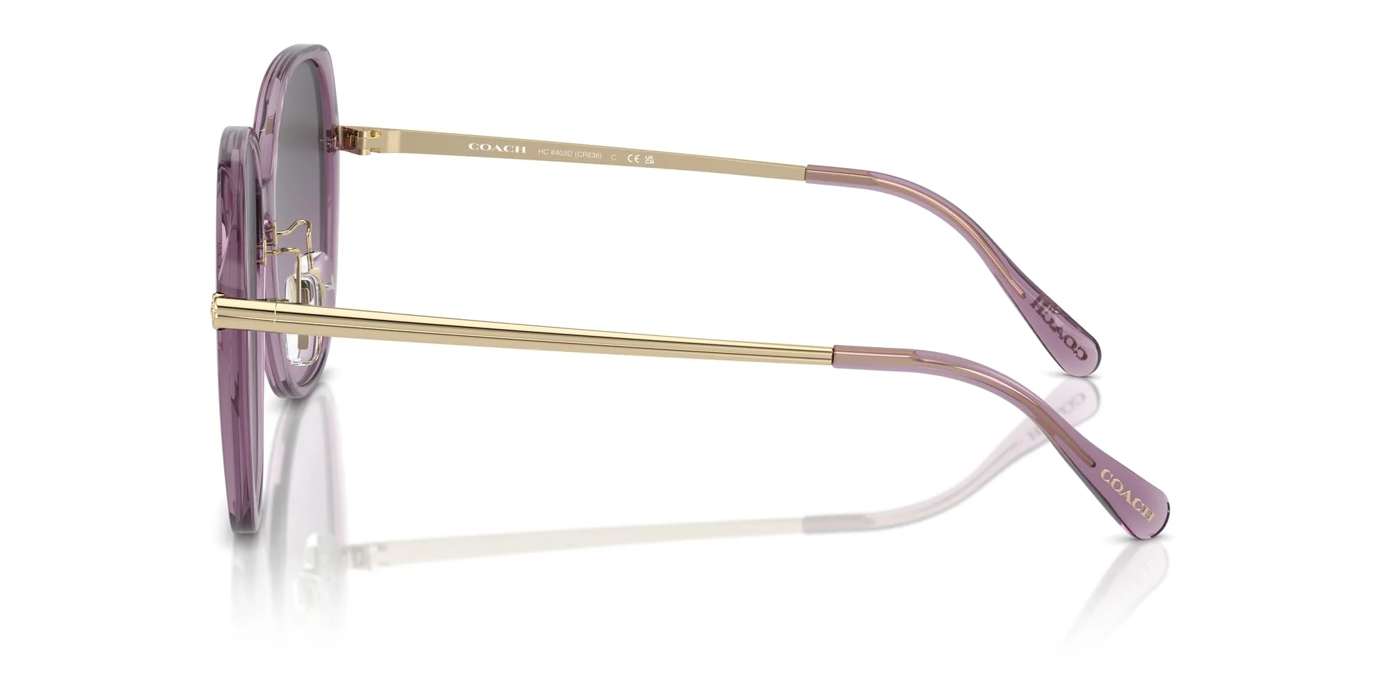 COACH Sunglasses HC 8403 D 582590 Cr636 Transparent Purple Grey - Image 4