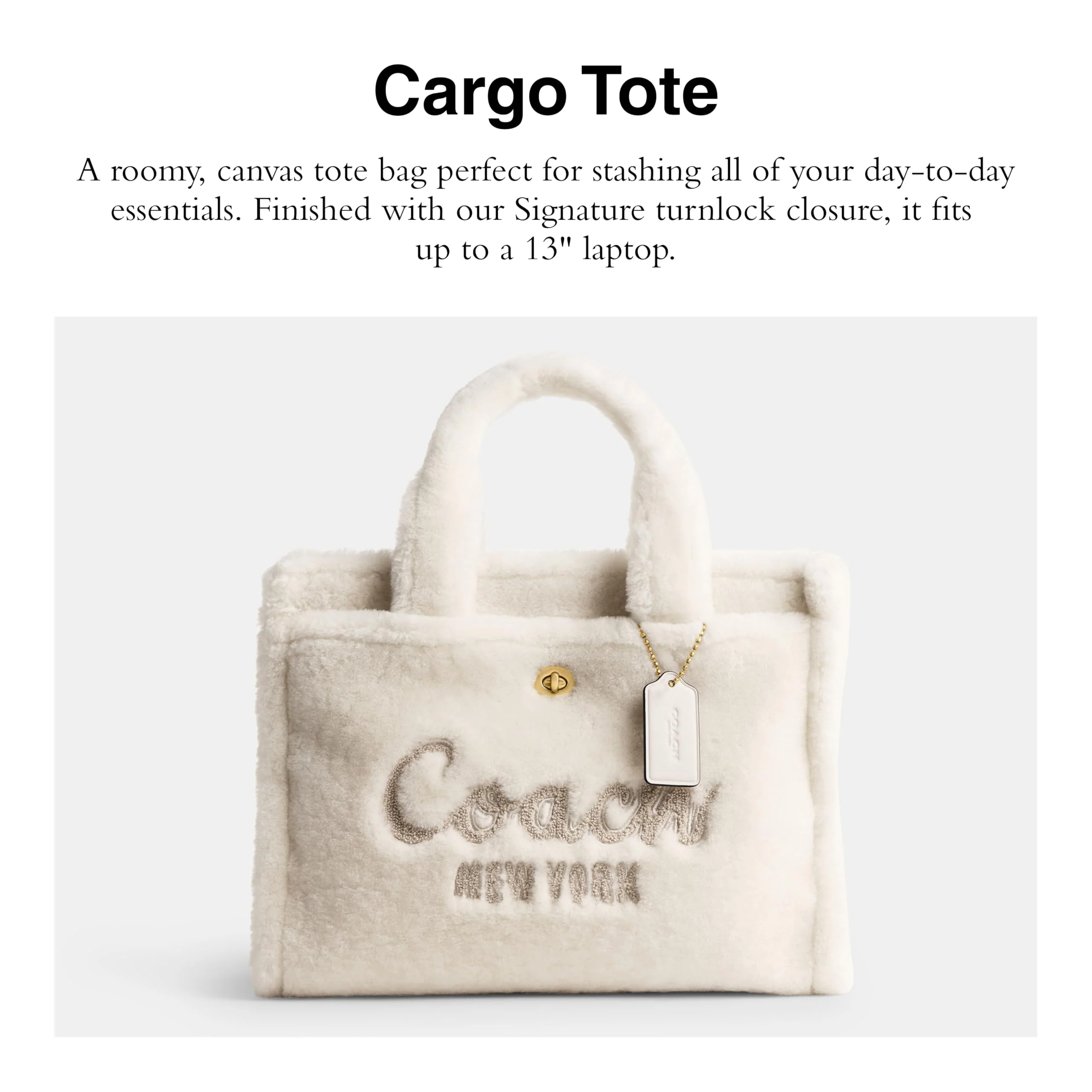 COACH Womens Cargo Tote Bag Chalk One Size - Image 6