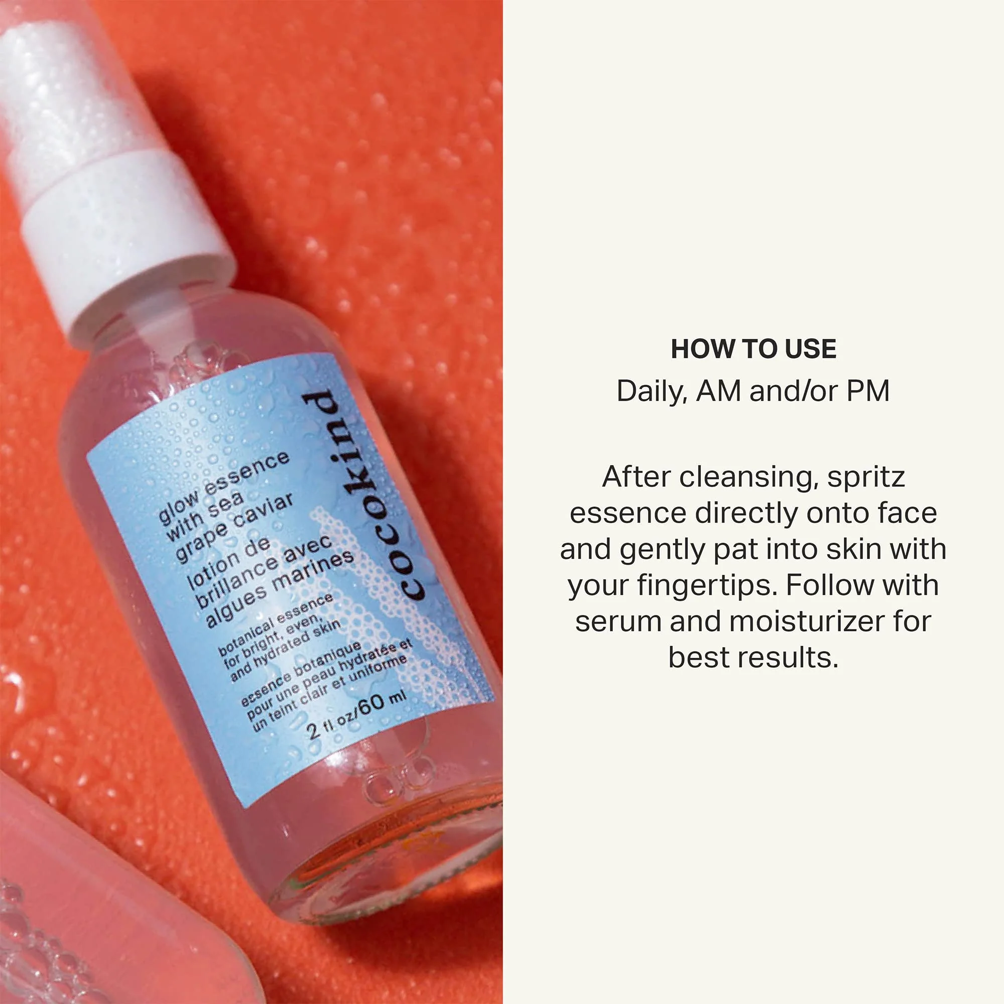 Cocokind Glow Essence with Sea Grape Caviar, Hydrating Primer and Facial Mist, Facial Moisturizer with Sea Buckthorn, Linoleic Acid, and Vitamin E - Image 4